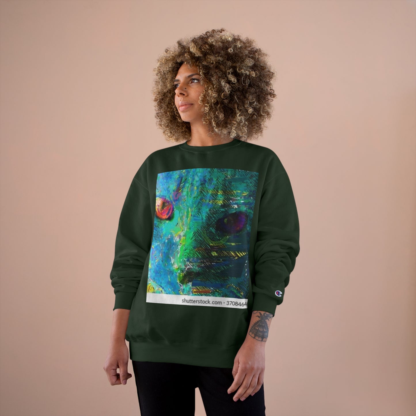 Vibrant Artistic Champion Sweatshirt with Eye Design
