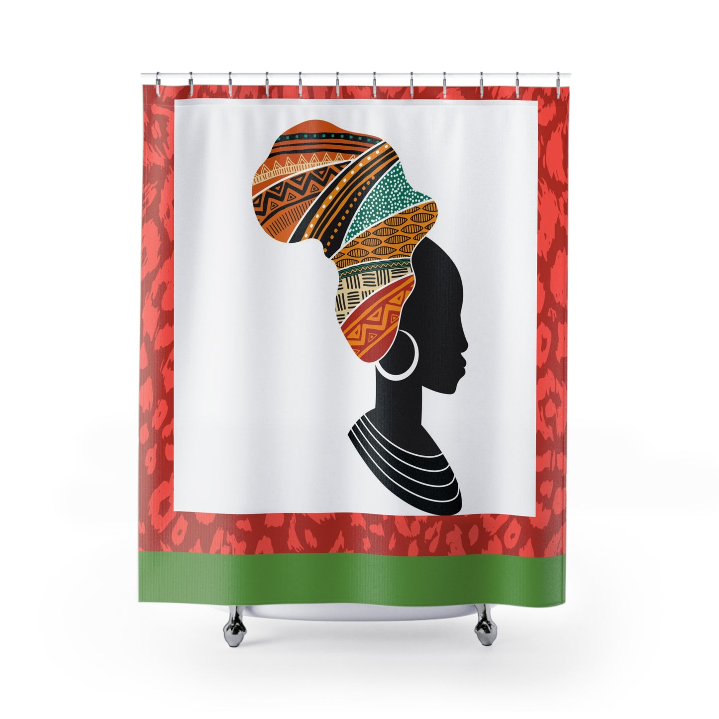 African Heritage Shower Curtain - Elegant Black Woman with Afrocentric Design