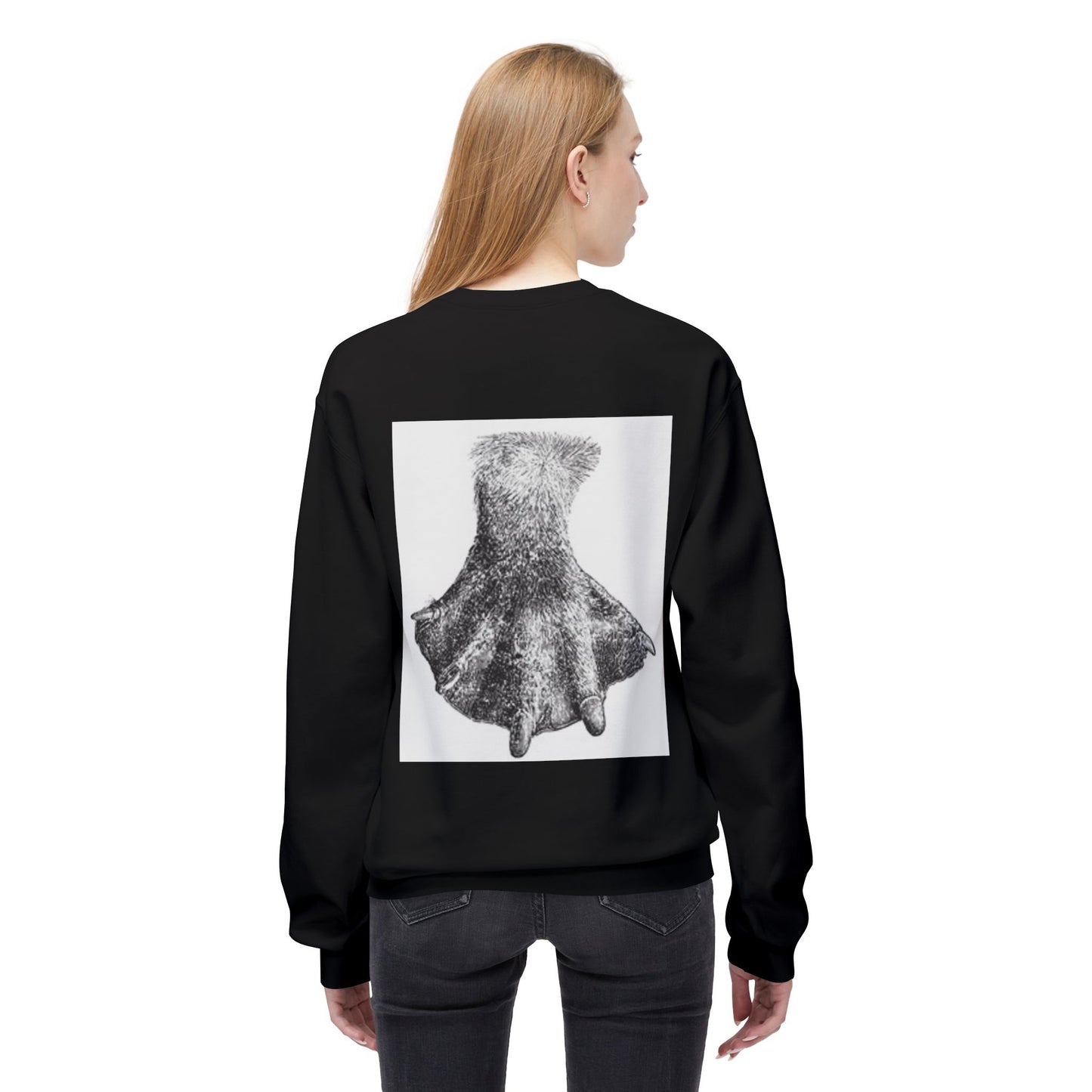 Artistic Fleece Crewneck Sweatshirt with Unique Dress Design
