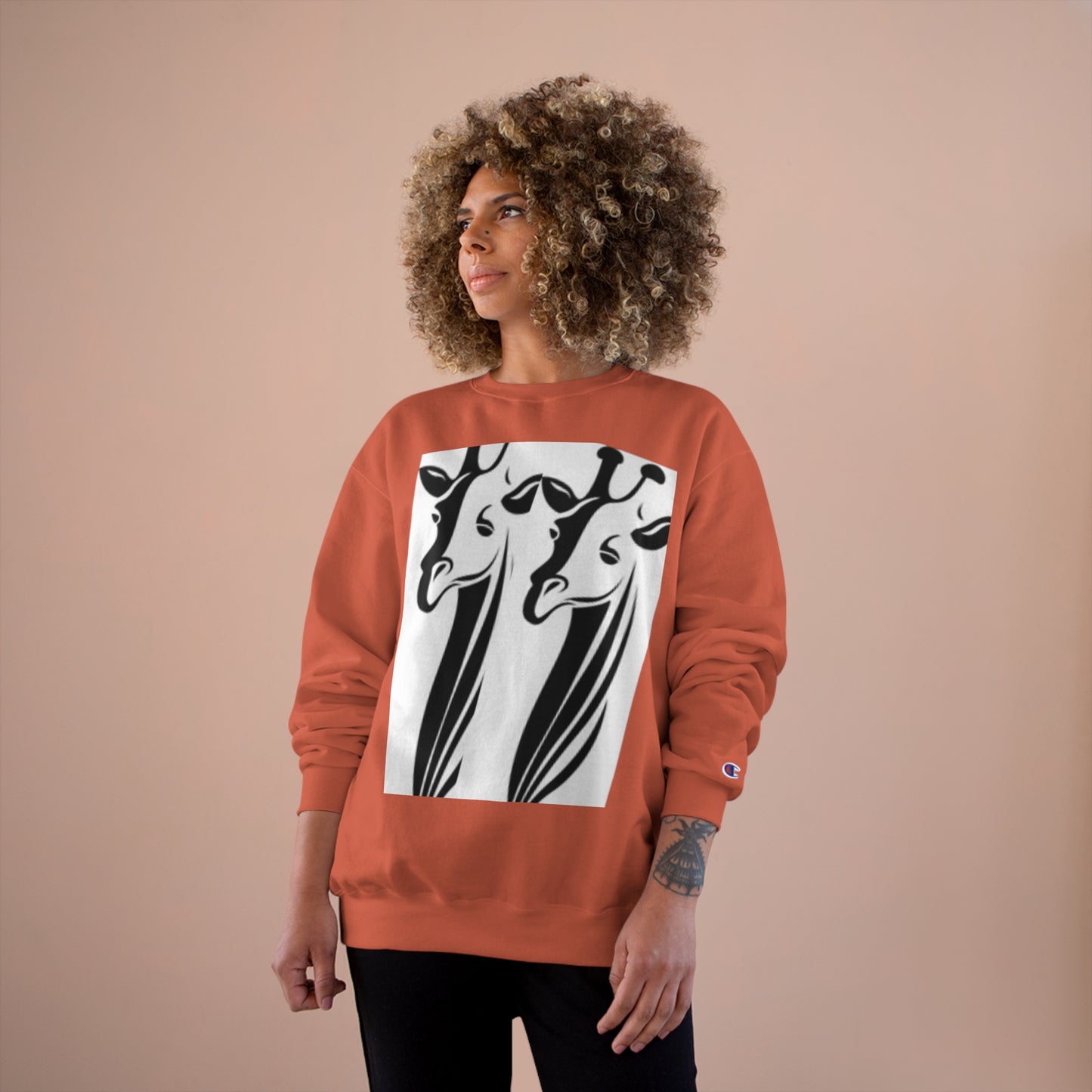Giraffe Lovers Champion Sweatshirt - Cozy Wildlife Apparel