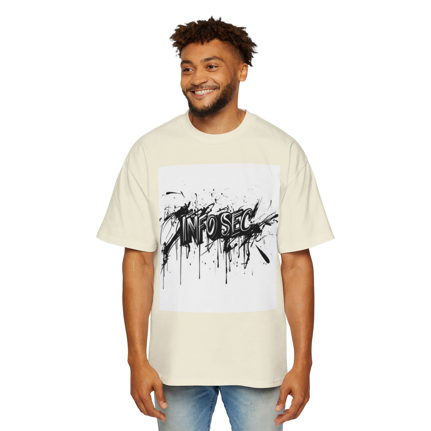 Men's Oversized Info Sec Tee - Urban Streetwear Graphic T-Shirt