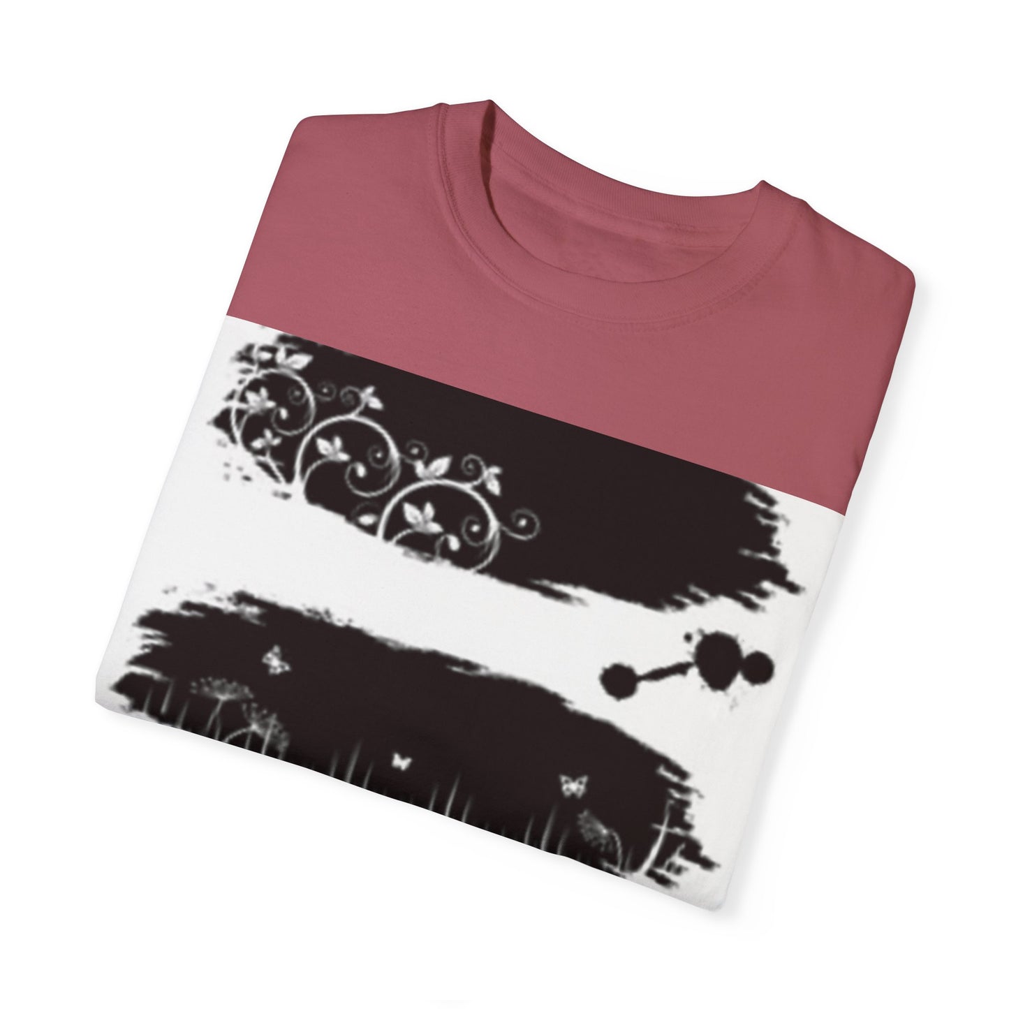 Artistic Unisex Garment-Dyed T-Shirt with Floral Design