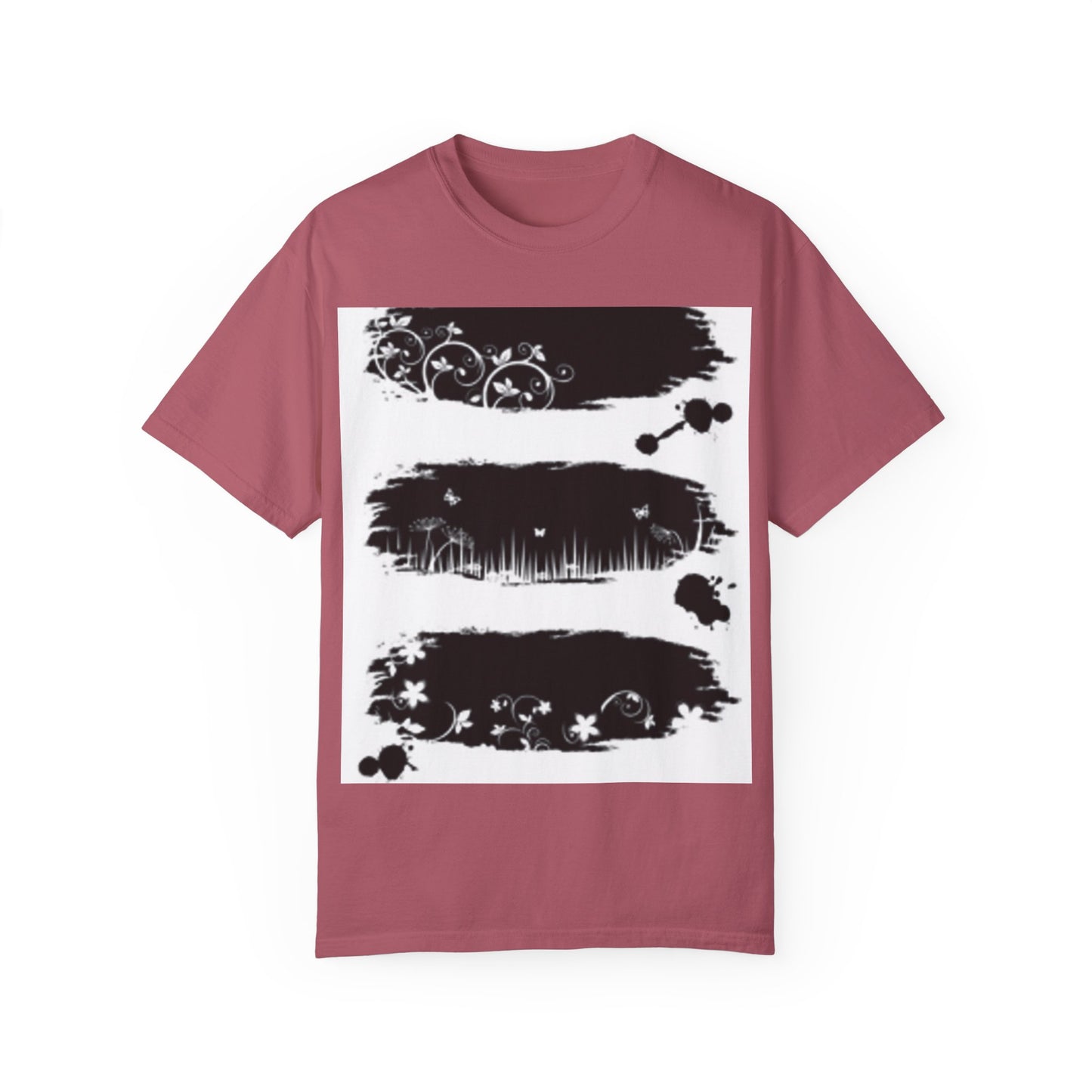 Artistic Unisex Garment-Dyed T-Shirt with Floral Design