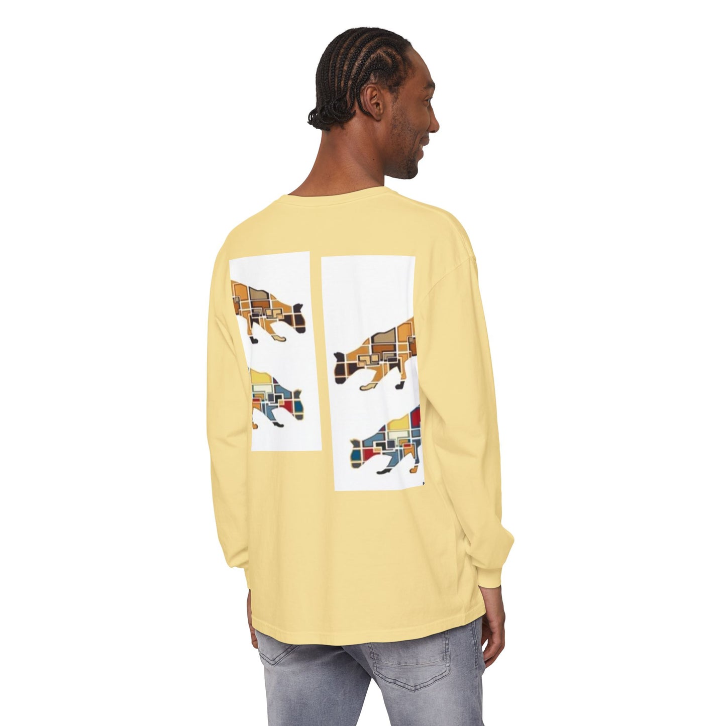 Artful Cat Silhouette Long Sleeve T-Shirt - Perfect for Animal Lovers