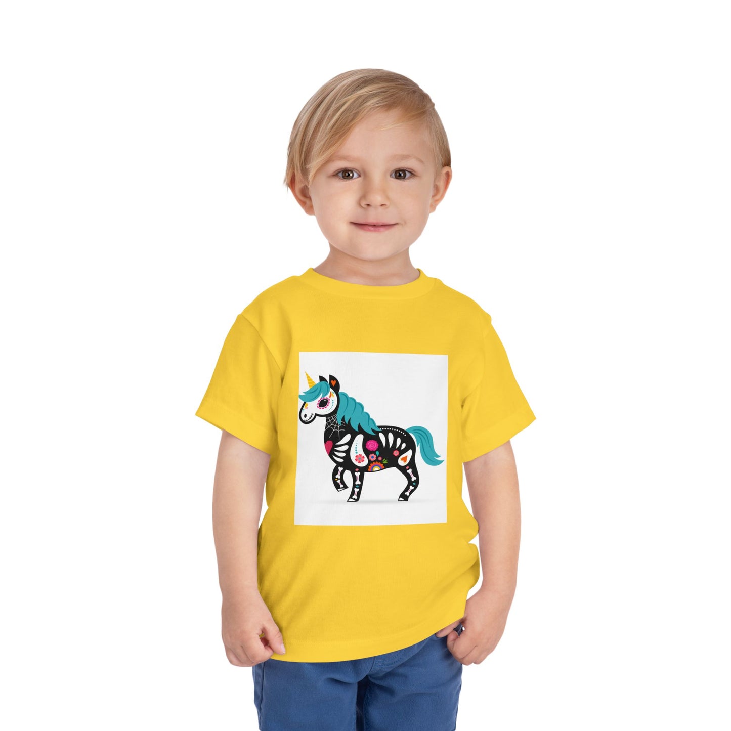 Toddler Skeleton Unicorn Tee - Cute Halloween Short Sleeve Shirt