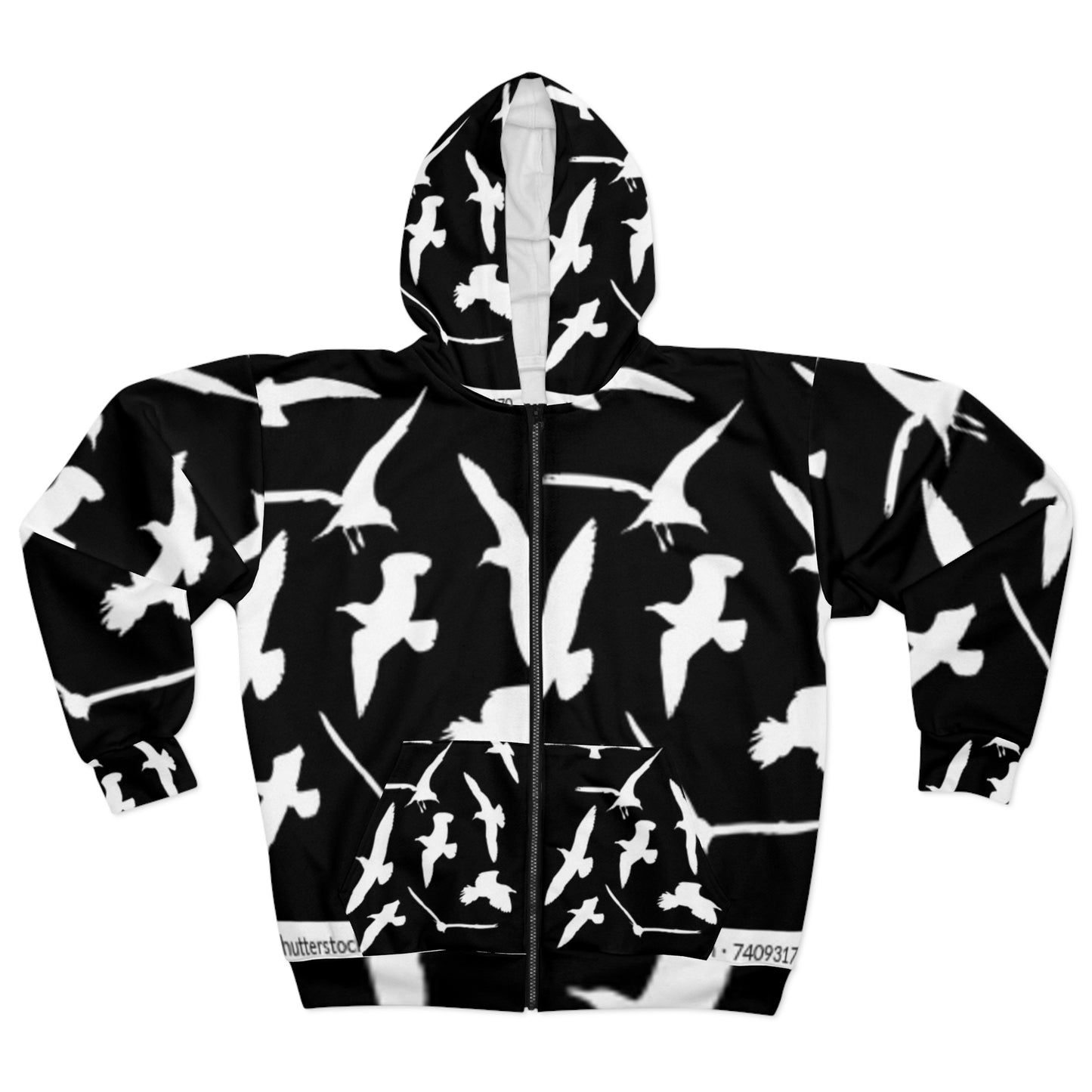 Stylish Unisex Zip Hoodie with Bird Pattern - Perfect for Nature Lovers