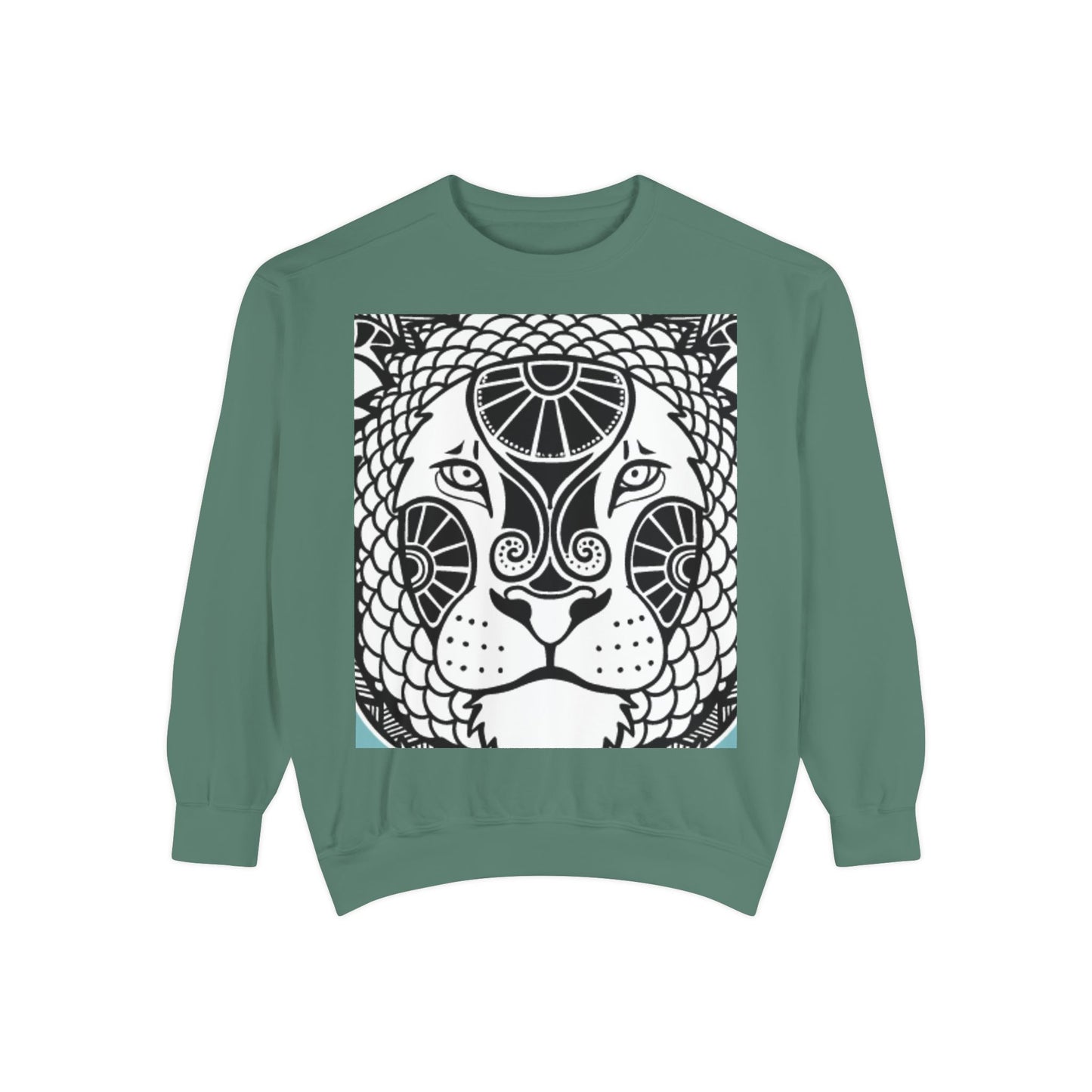 Bohemian Lion Unisex Garment-Dyed Sweatshirt - Cozy & Stylish Animal Graphic Tee for Nature Lovers