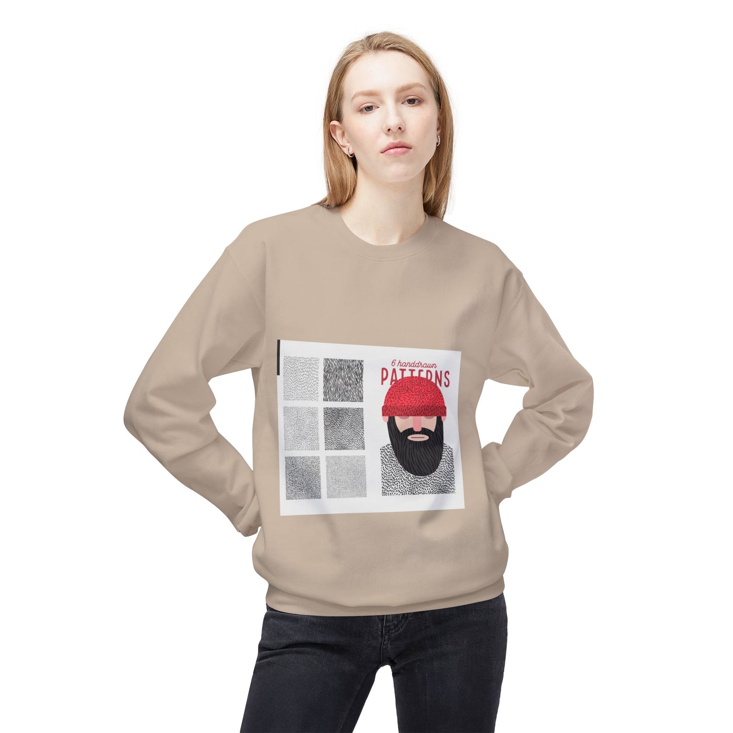 Beard Patterns Unisex Fleece Crewneck Sweatshirt - Cozy & Stylish