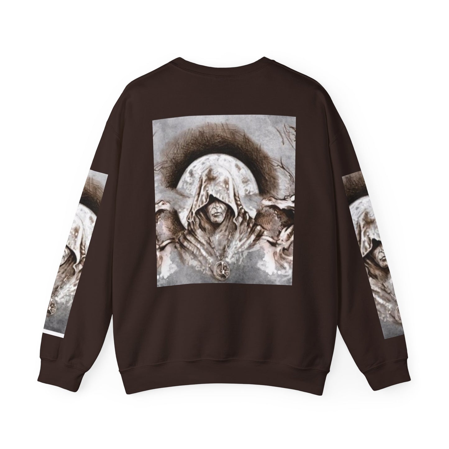Mystical Hooded Figure Unisex Crewneck Sweatshirt - Fantasy Apparel for Dreamers