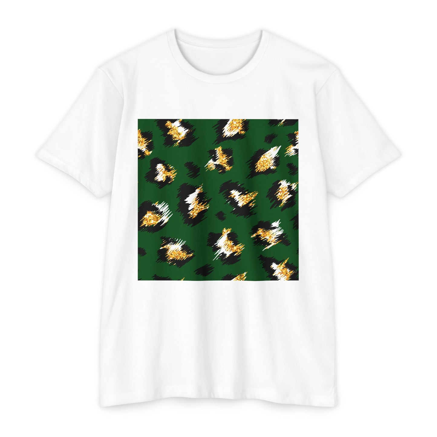 Unisex CVC Jersey T-Shirt - Vibrant Green Animal Print