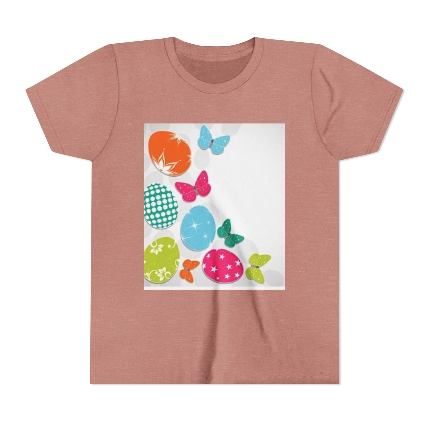 Colorful Butterfly and Egg Youth Tee - Perfect for Spring Celebrations