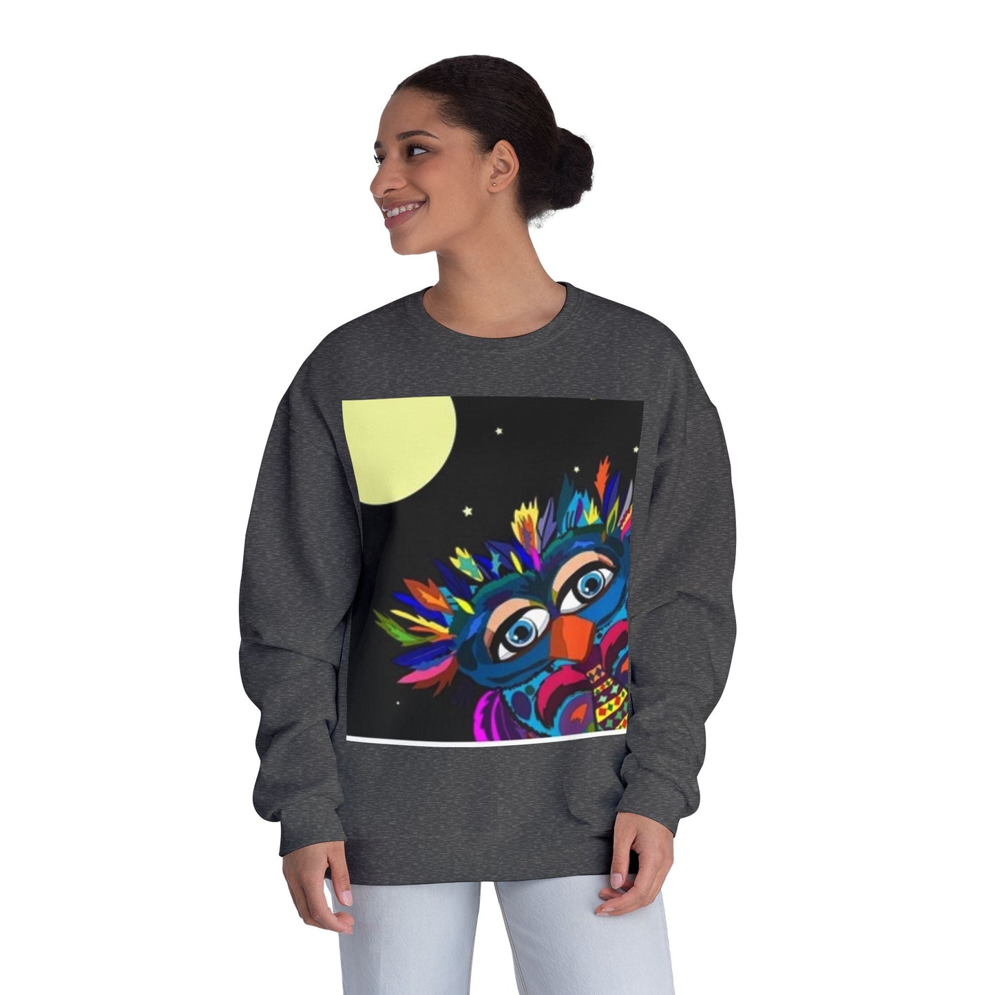 Colorful Night Owl Crewneck Sweatshirt - Unisex NuBlend® Sweatshirt