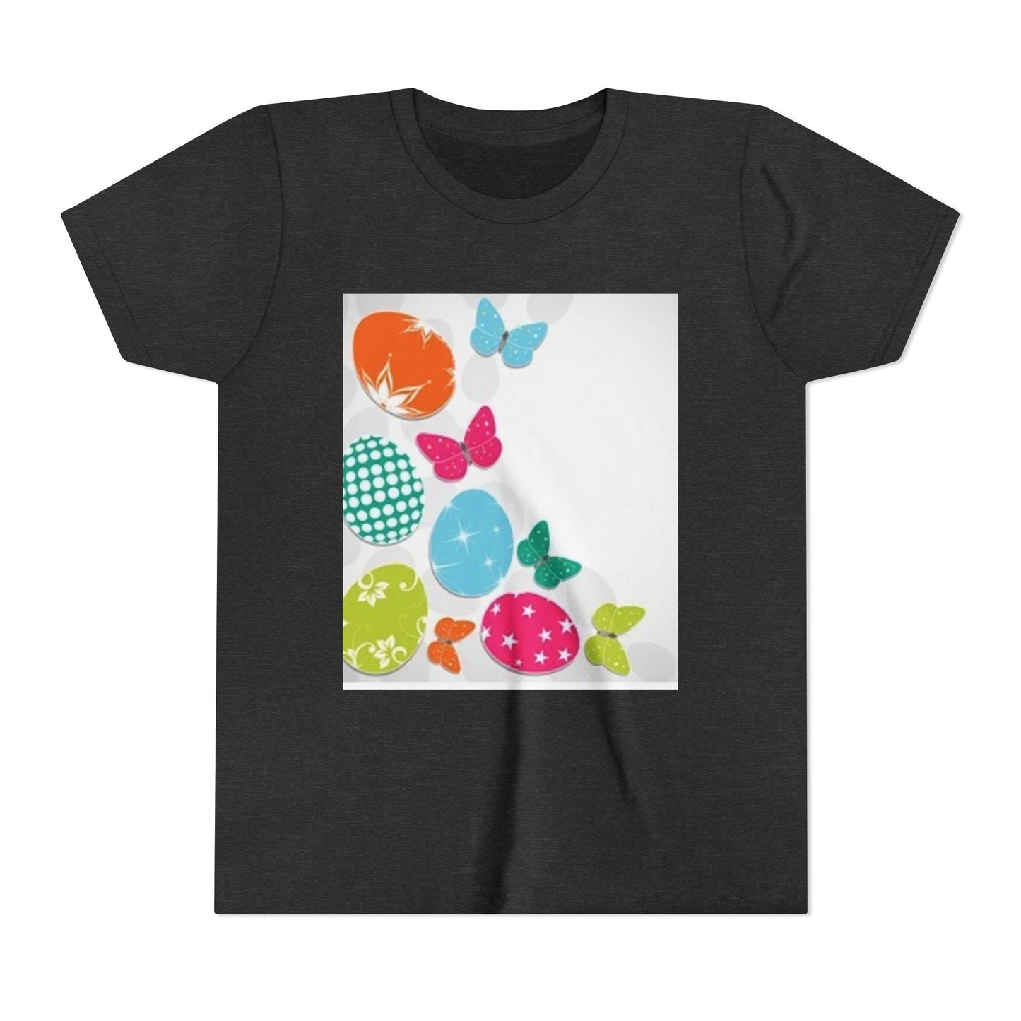 Colorful Butterfly and Egg Youth Tee - Perfect for Spring Celebrations