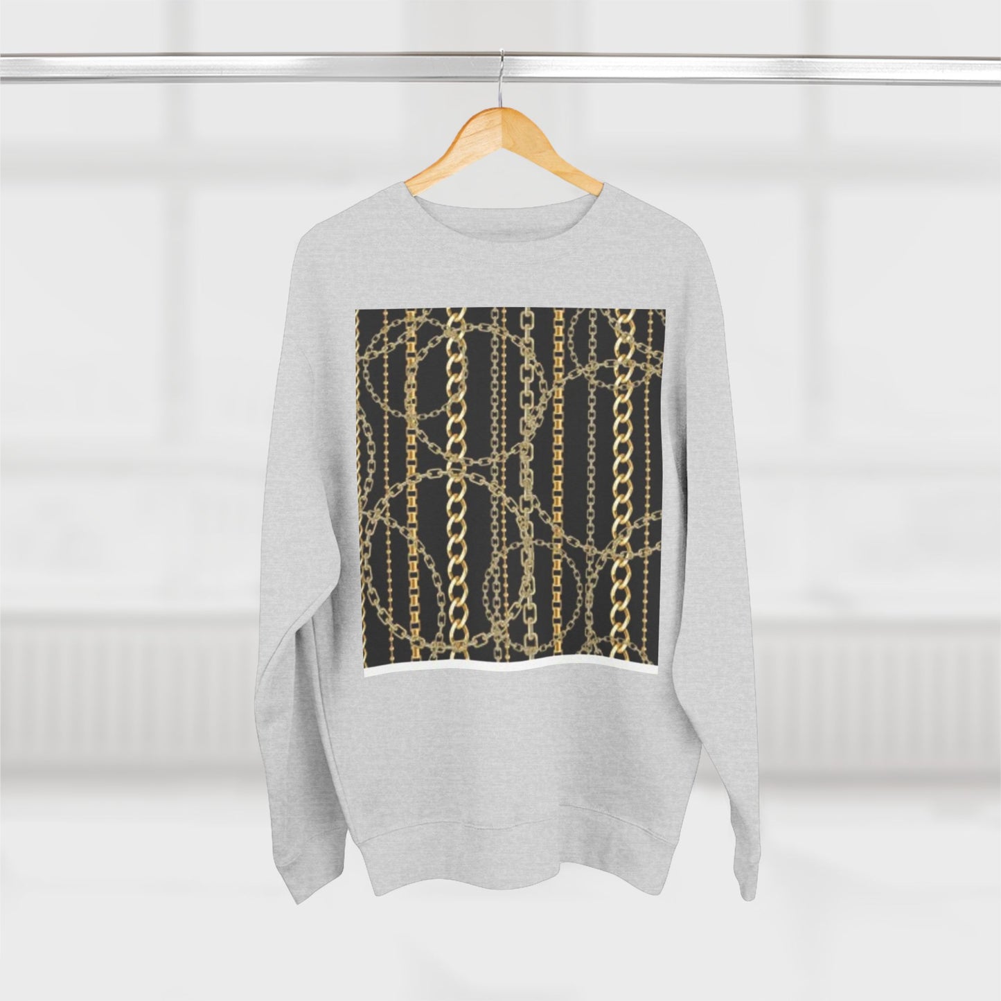 Gold Chain Pattern Unisex Crewneck Sweatshirt - Stylish, Comfortable, Perfect for Casual Wear