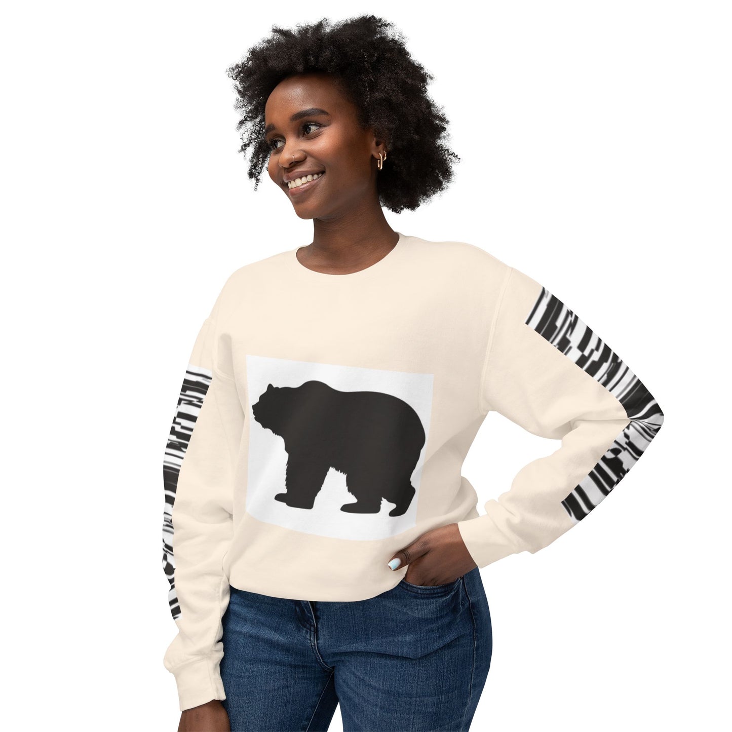 Stylish Bear Graphic Unisex Lightweight Crewneck Sweatshirt