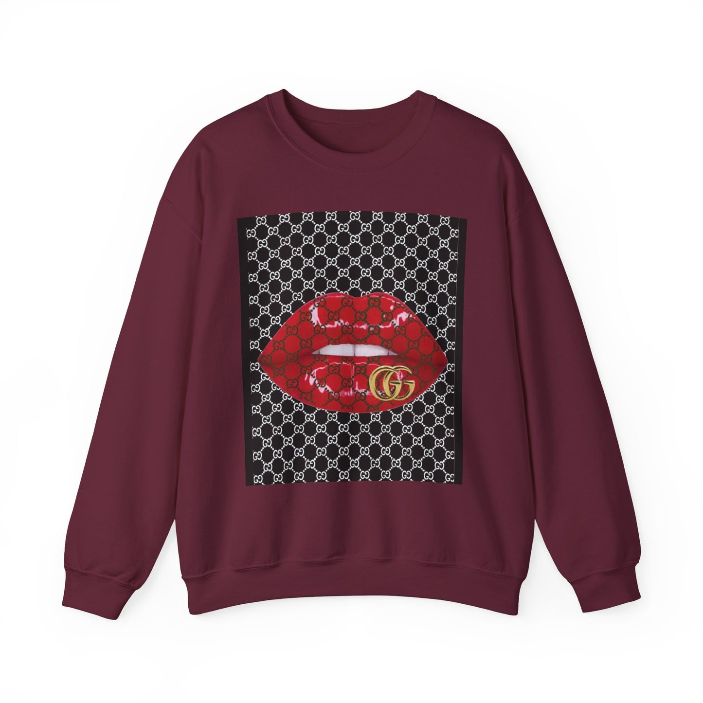 Trendy Unisex Graphic Crewneck Sweatshirt with Lip Design