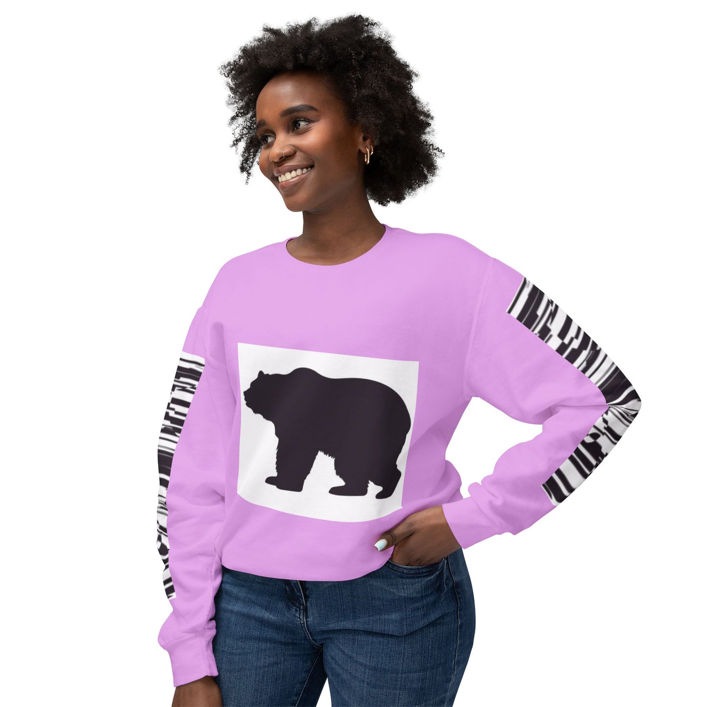 Stylish Bear Graphic Unisex Lightweight Crewneck Sweatshirt