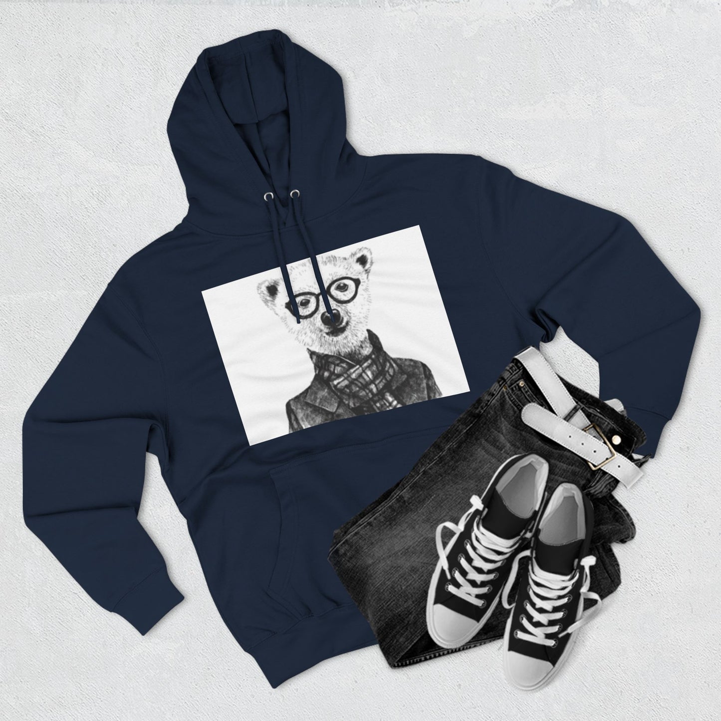 Cute Polar Bear Hoodie - Cozy Fleece with Glasses Design