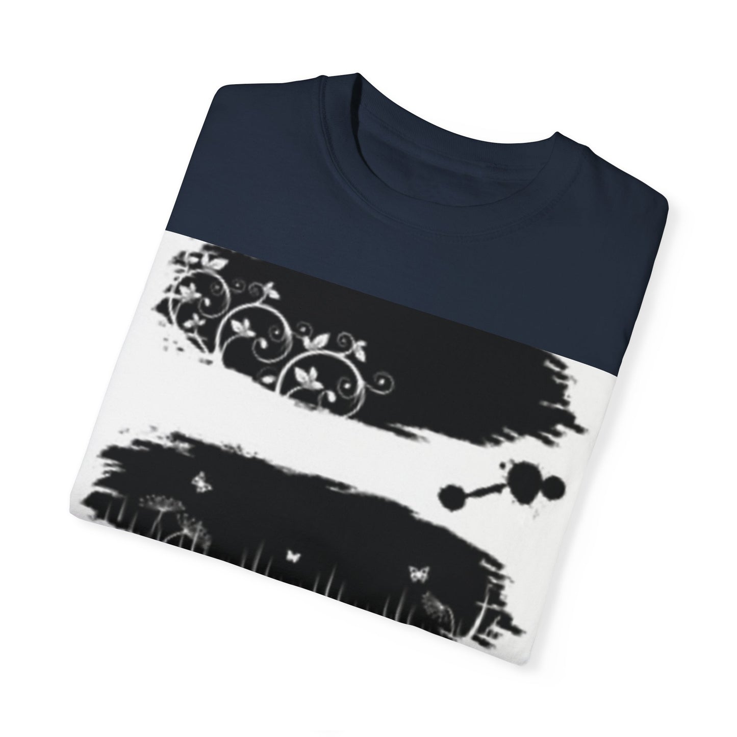 Artistic Unisex Garment-Dyed T-Shirt with Floral Design