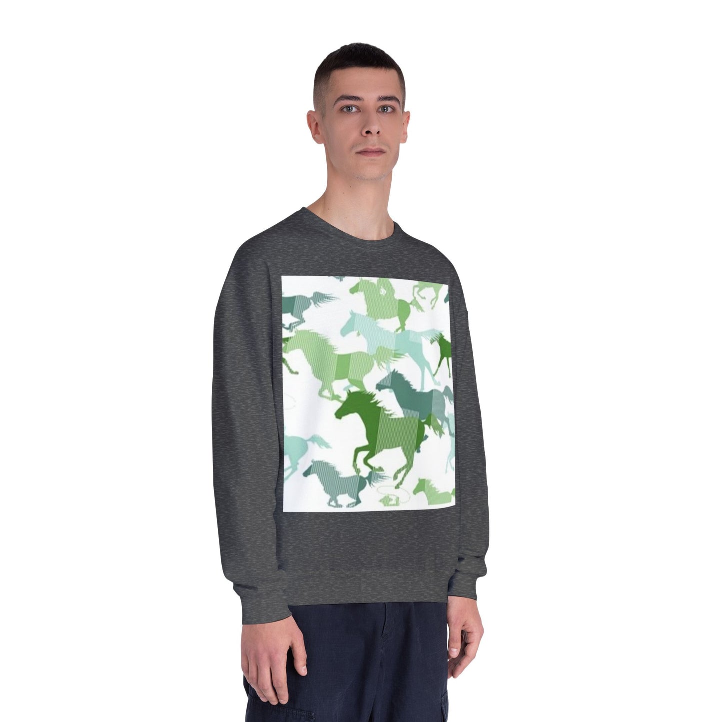 Equestrian Spirit Unisex Crewneck Sweatshirt - Green Horse Design