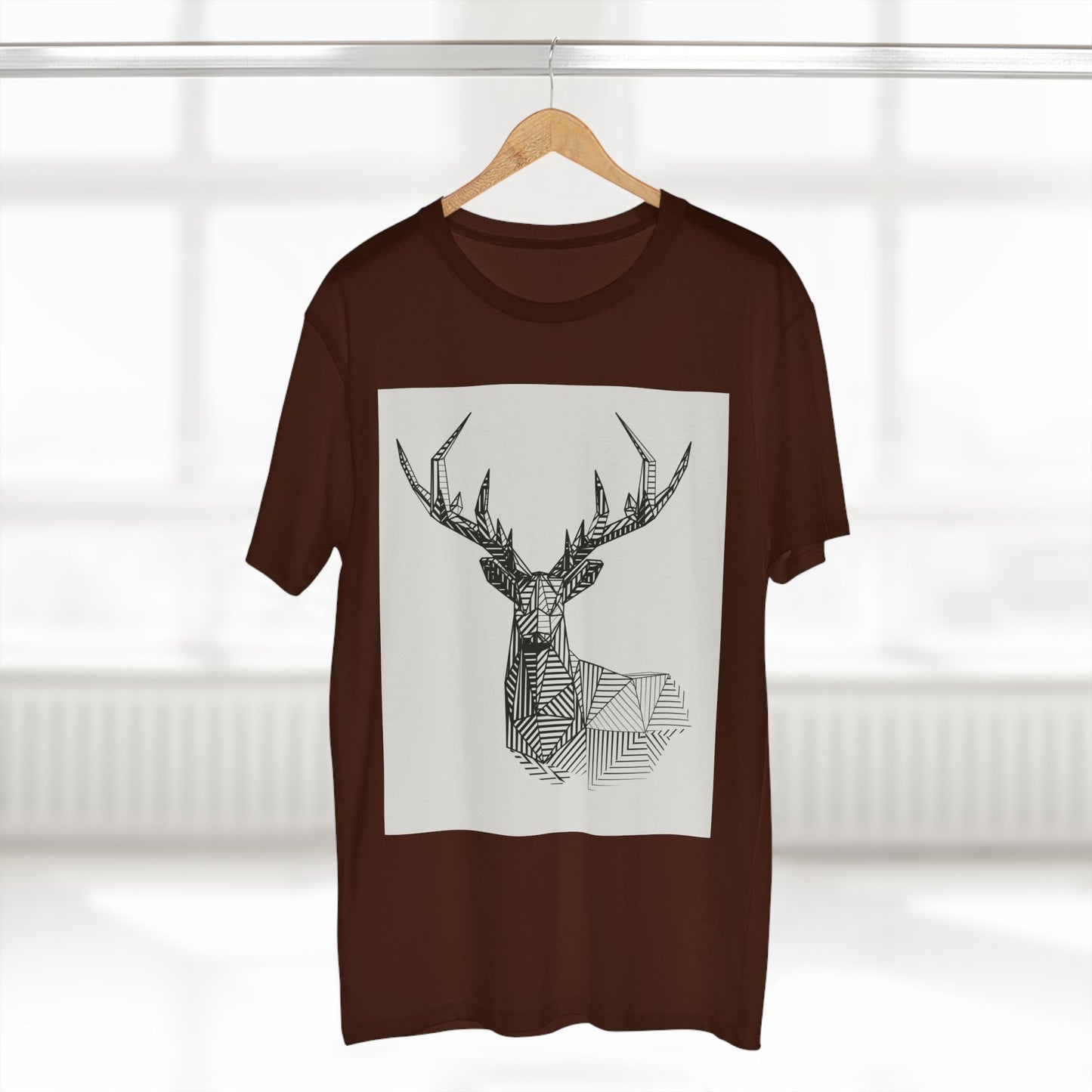 Geometric Deer & Spider Web Adult Staple Tee - Nature-Inspired Graphic T-Shirt for Outdoor Enthusiasts