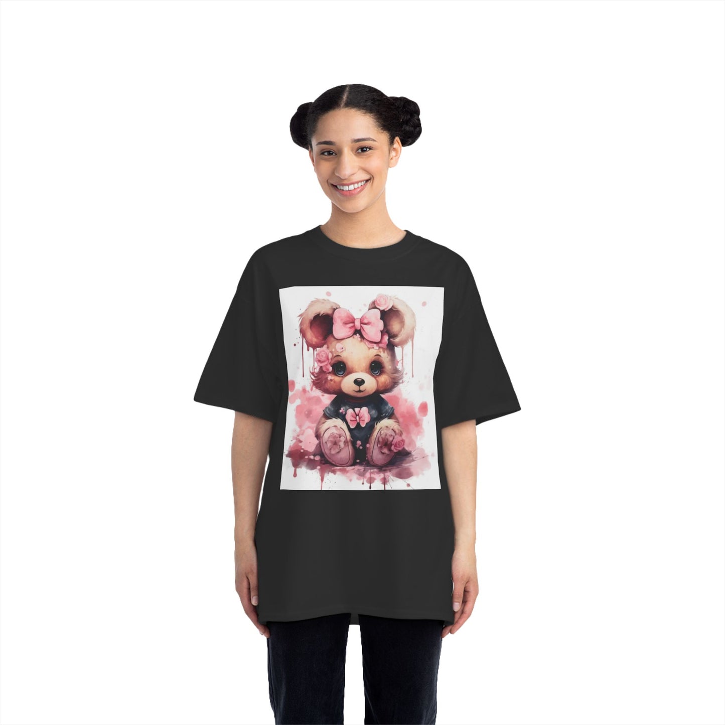 Cute Teddy Bear Floral Print T-Shirt for Kids