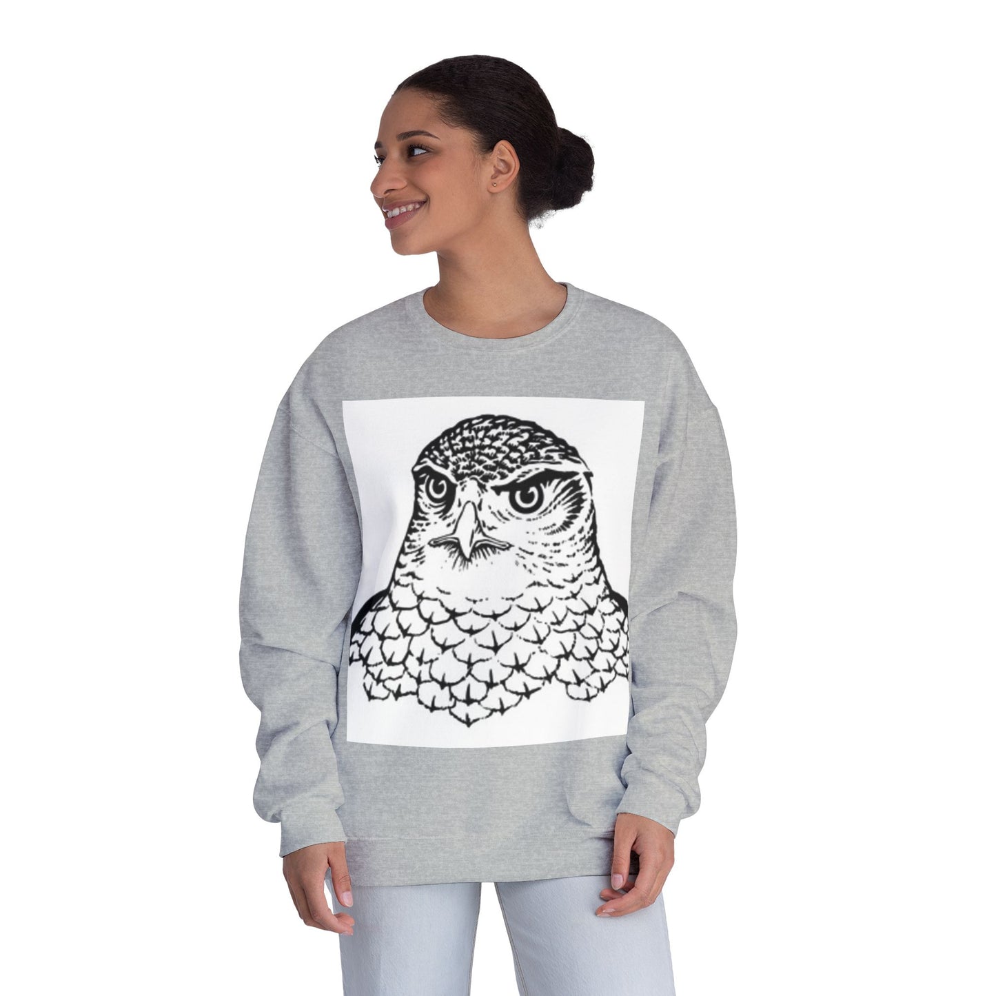 Unisex White Owl Graphic Crewneck Sweatshirt - Cozy & Stylish