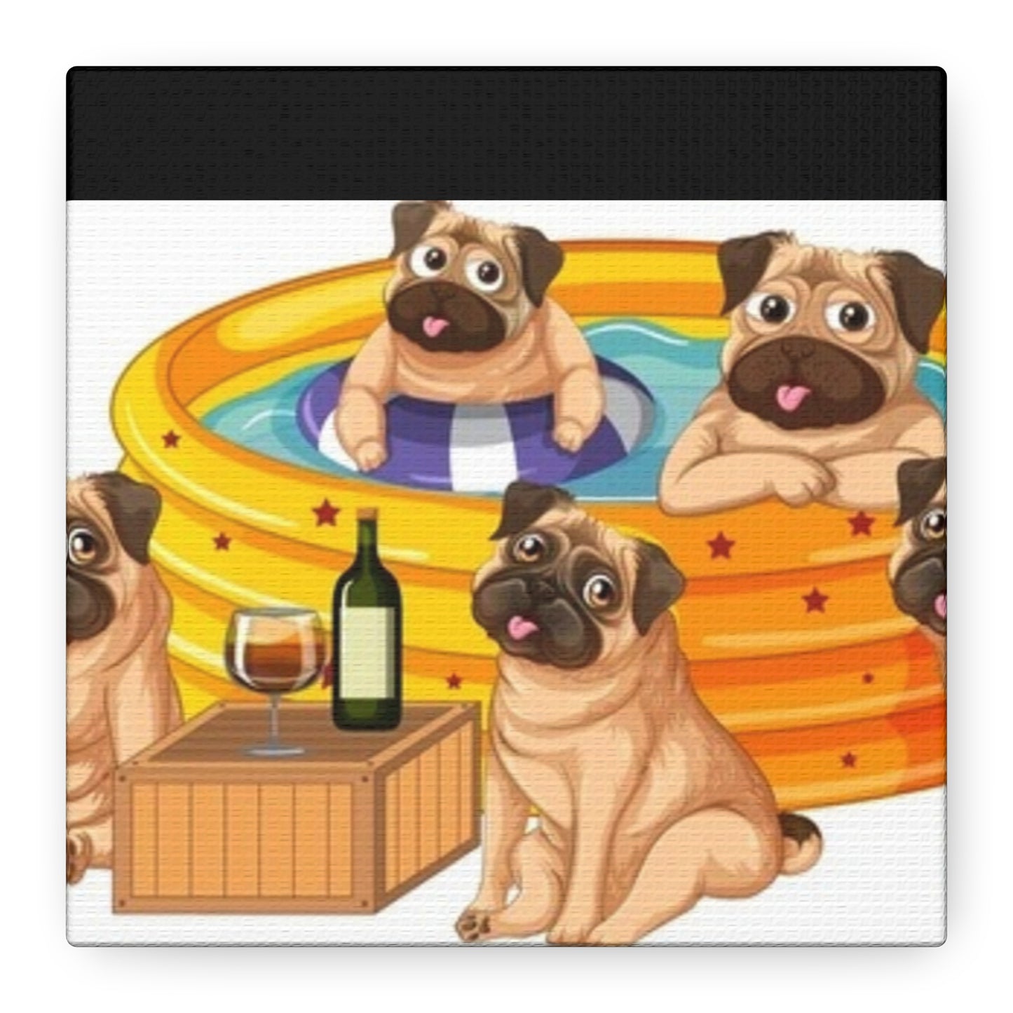 Pug Pool Party Canvas Art - Fun Pet Decor