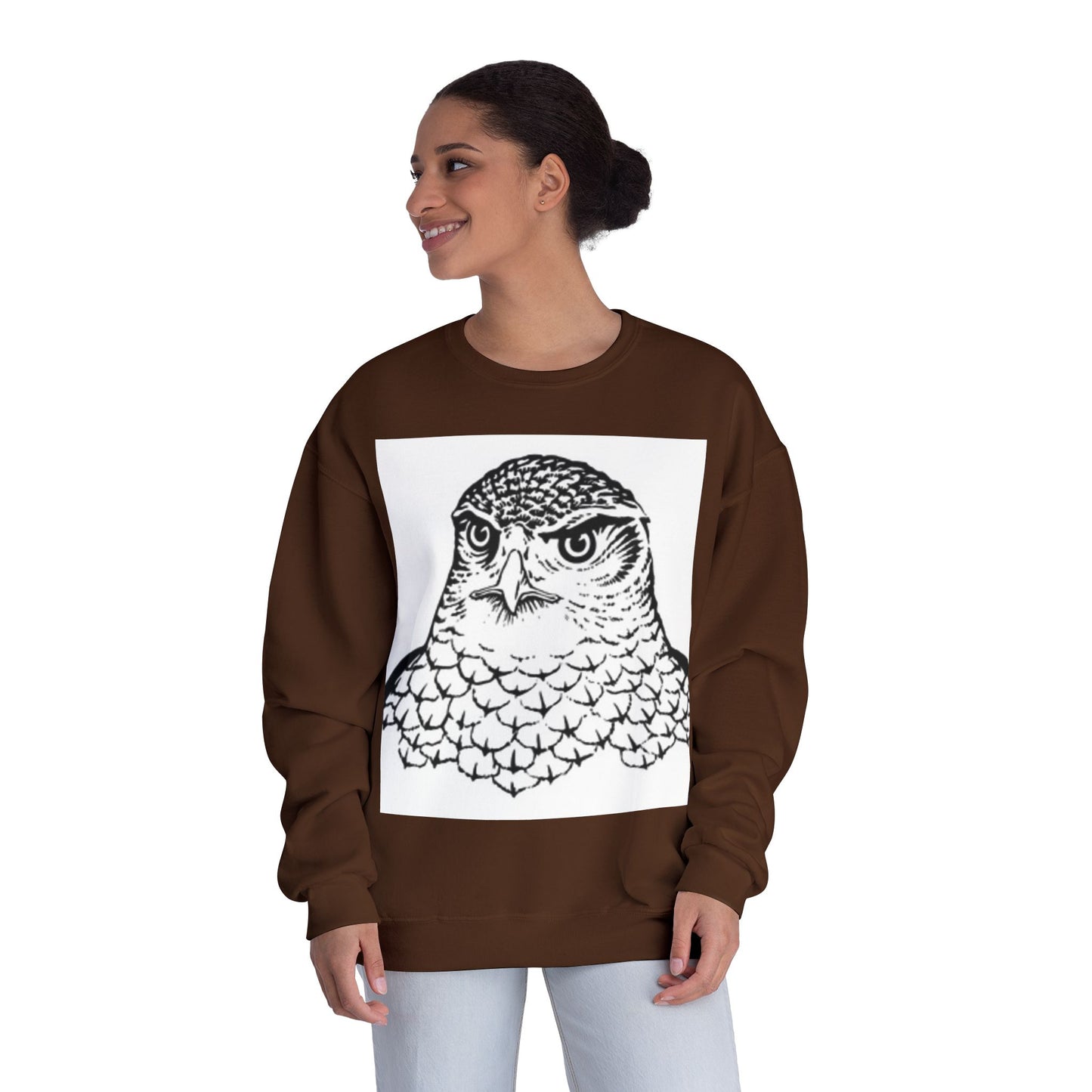 Unisex White Owl Graphic Crewneck Sweatshirt - Cozy & Stylish