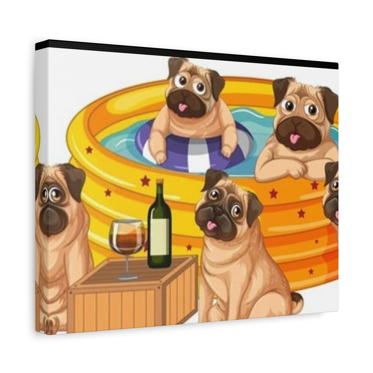 Pug Pool Party Canvas Art - Fun Pet Decor