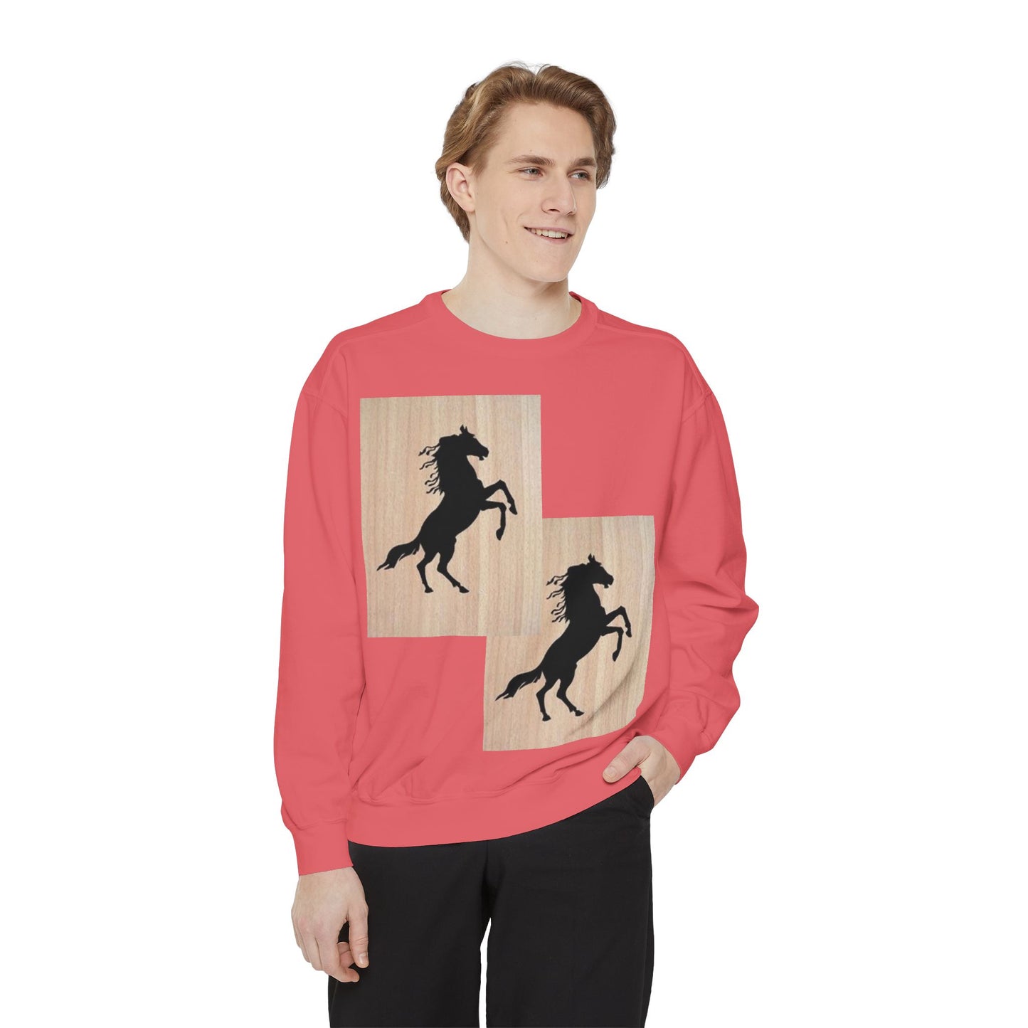 Equestrian Spirit Unisex Garment-Dyed Sweatshirt - Bold Horse Design