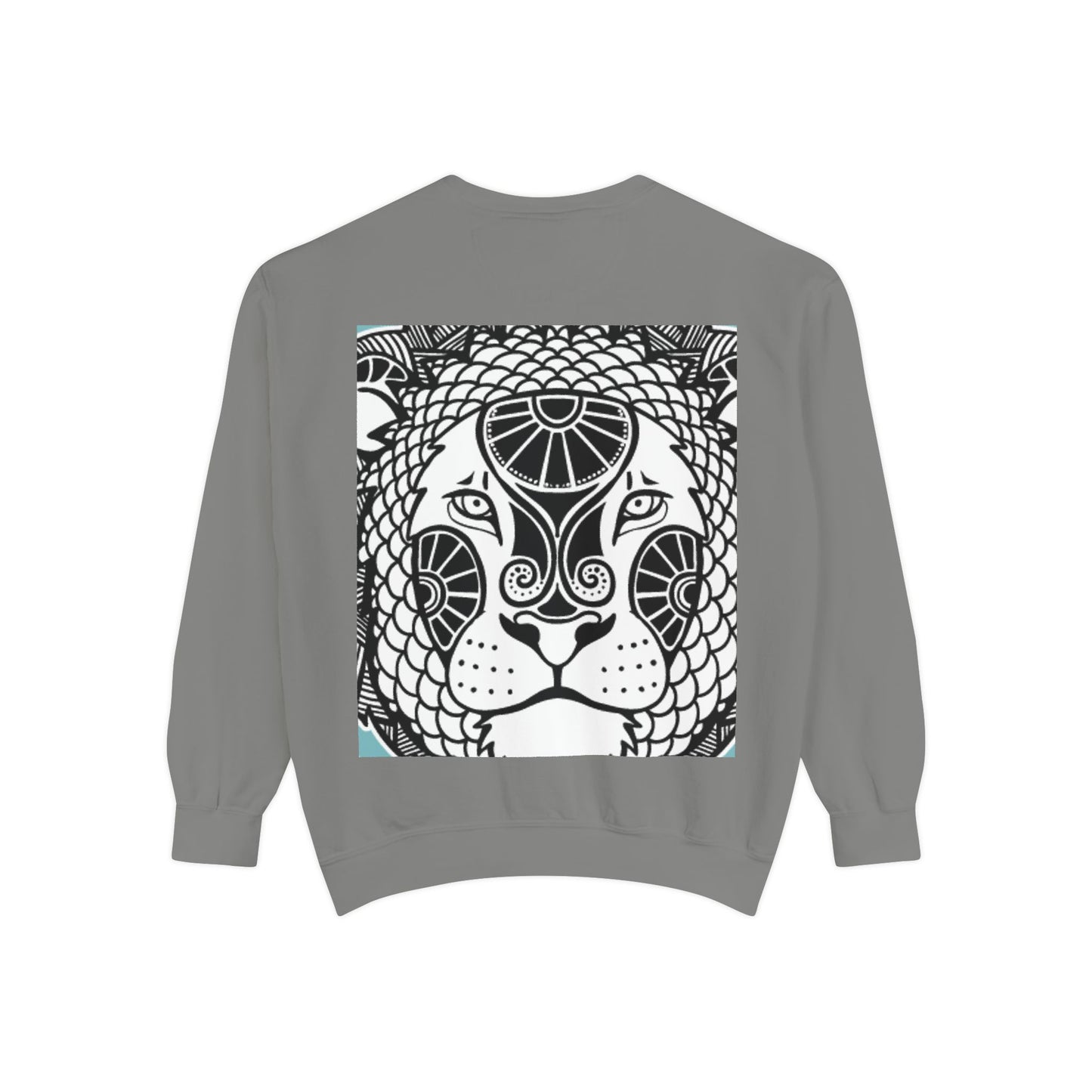 Bohemian Lion Unisex Garment-Dyed Sweatshirt - Cozy & Stylish Animal Graphic Tee for Nature Lovers