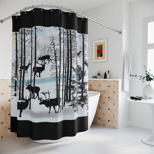 Winter Wonderland Shower Curtain with Deer Design