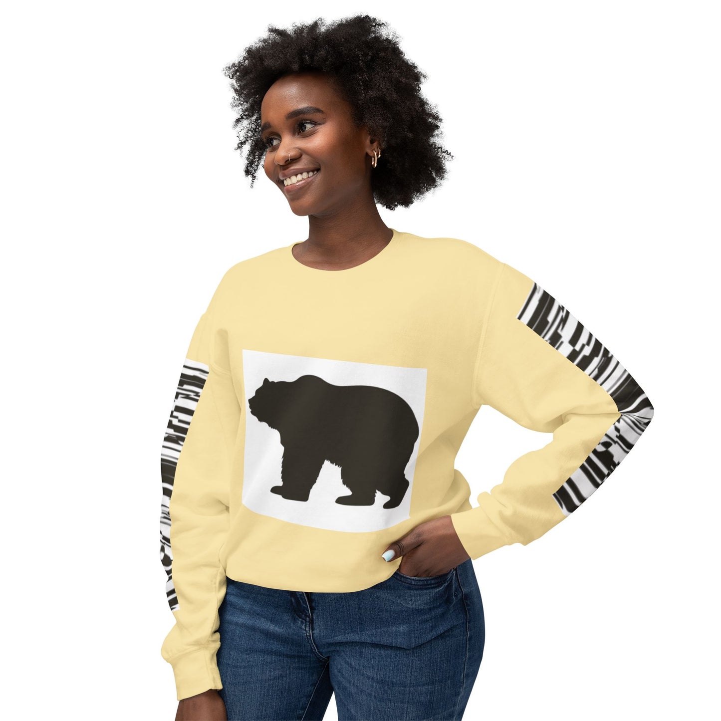 Stylish Bear Graphic Unisex Lightweight Crewneck Sweatshirt