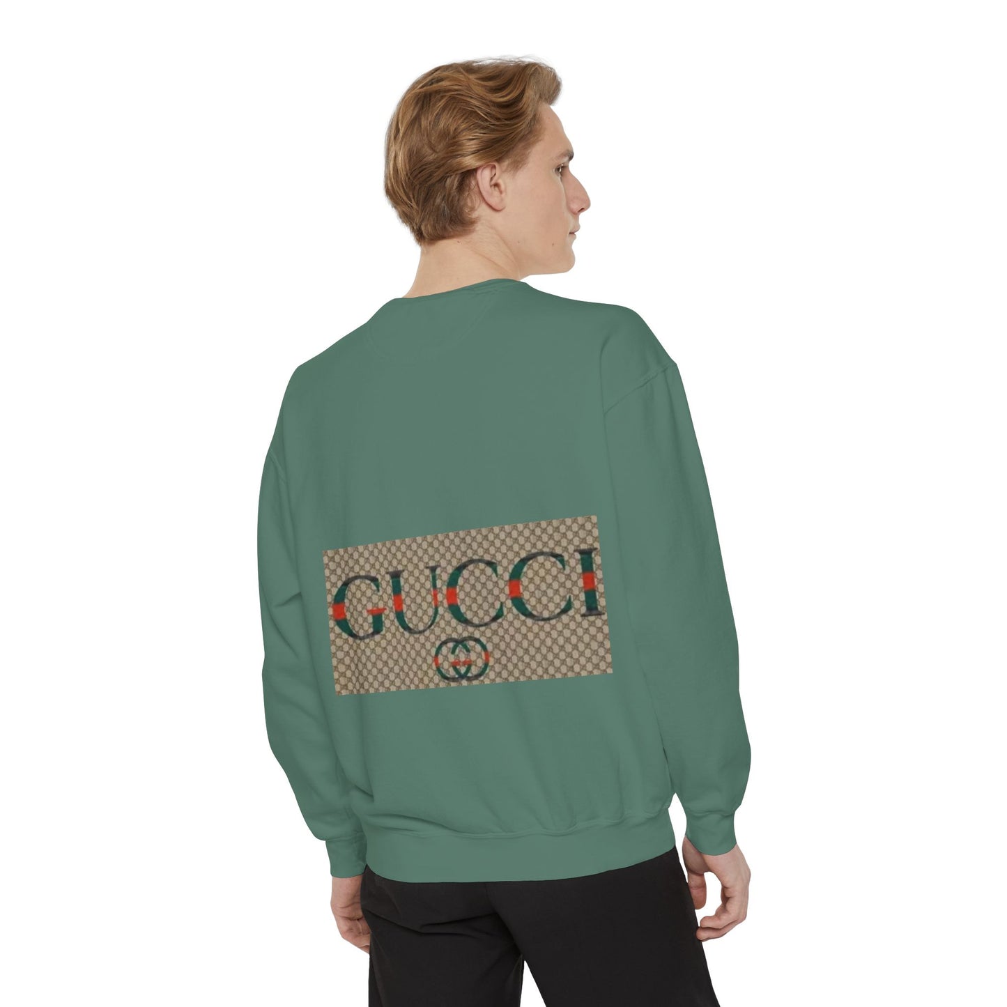 Fashionable Unisex Garment-Dyed Sweatshirt with GUCCI Design