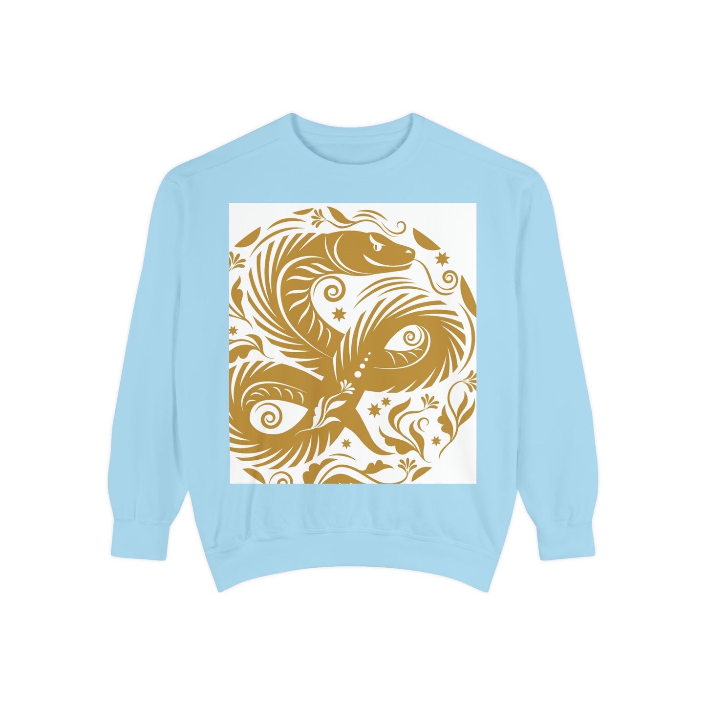 Cultural Vibe Unisex Garment-Dyed Sweatshirt - Tribal Mask & Animal Design