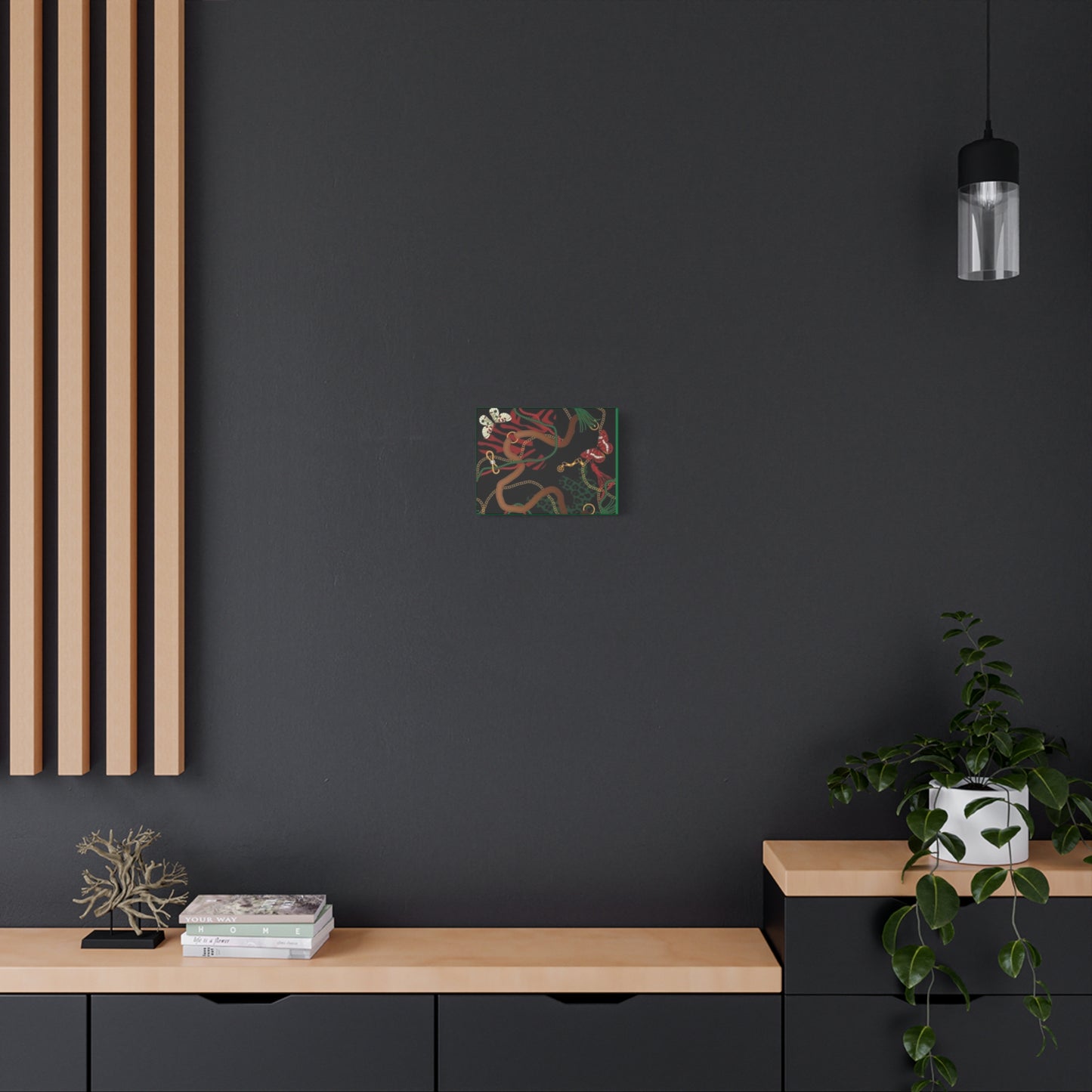 Elegant Matte Canvas Wall Art - Unique Mixed Pattern with Butterflies & Chains