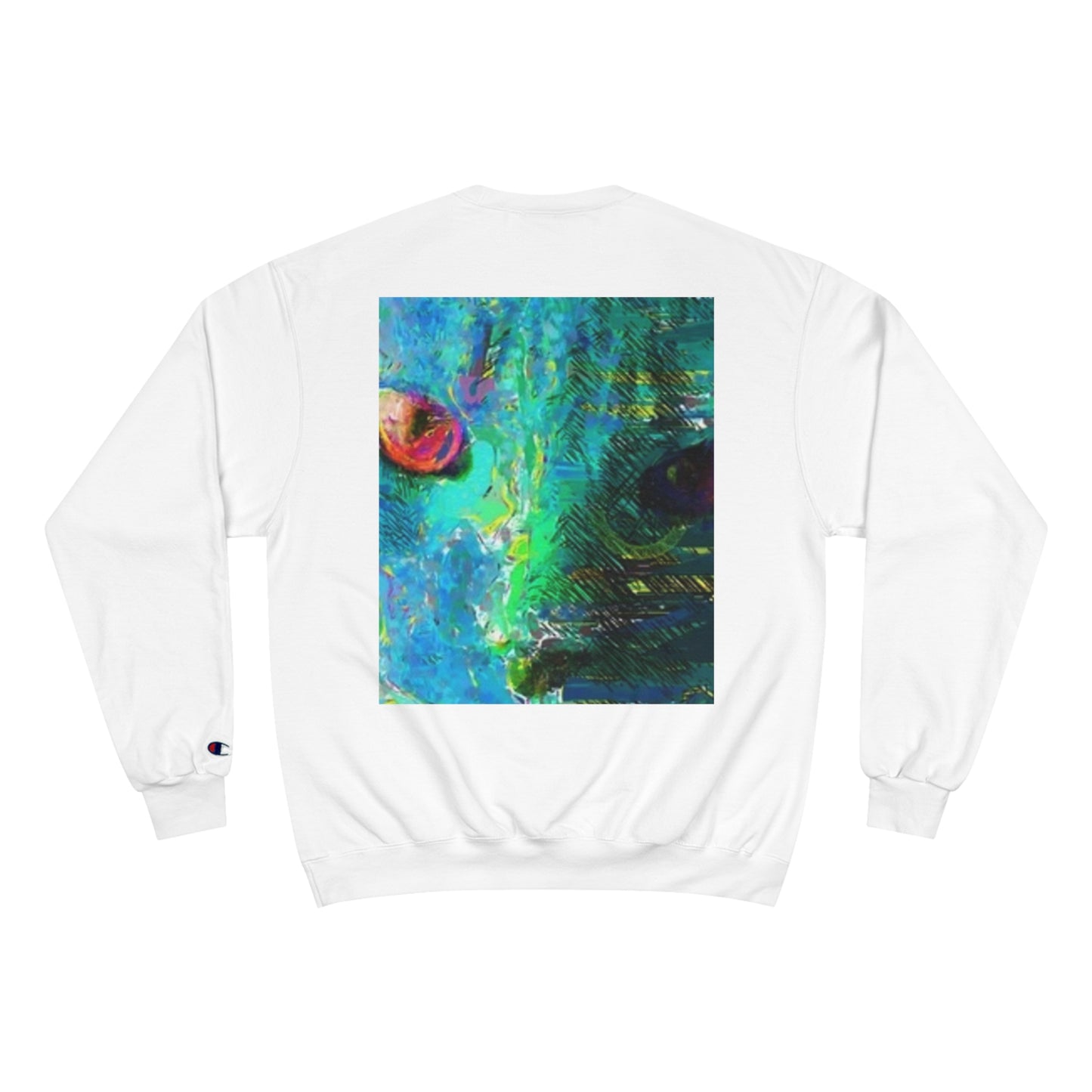 Vibrant Artistic Champion Sweatshirt with Eye Design