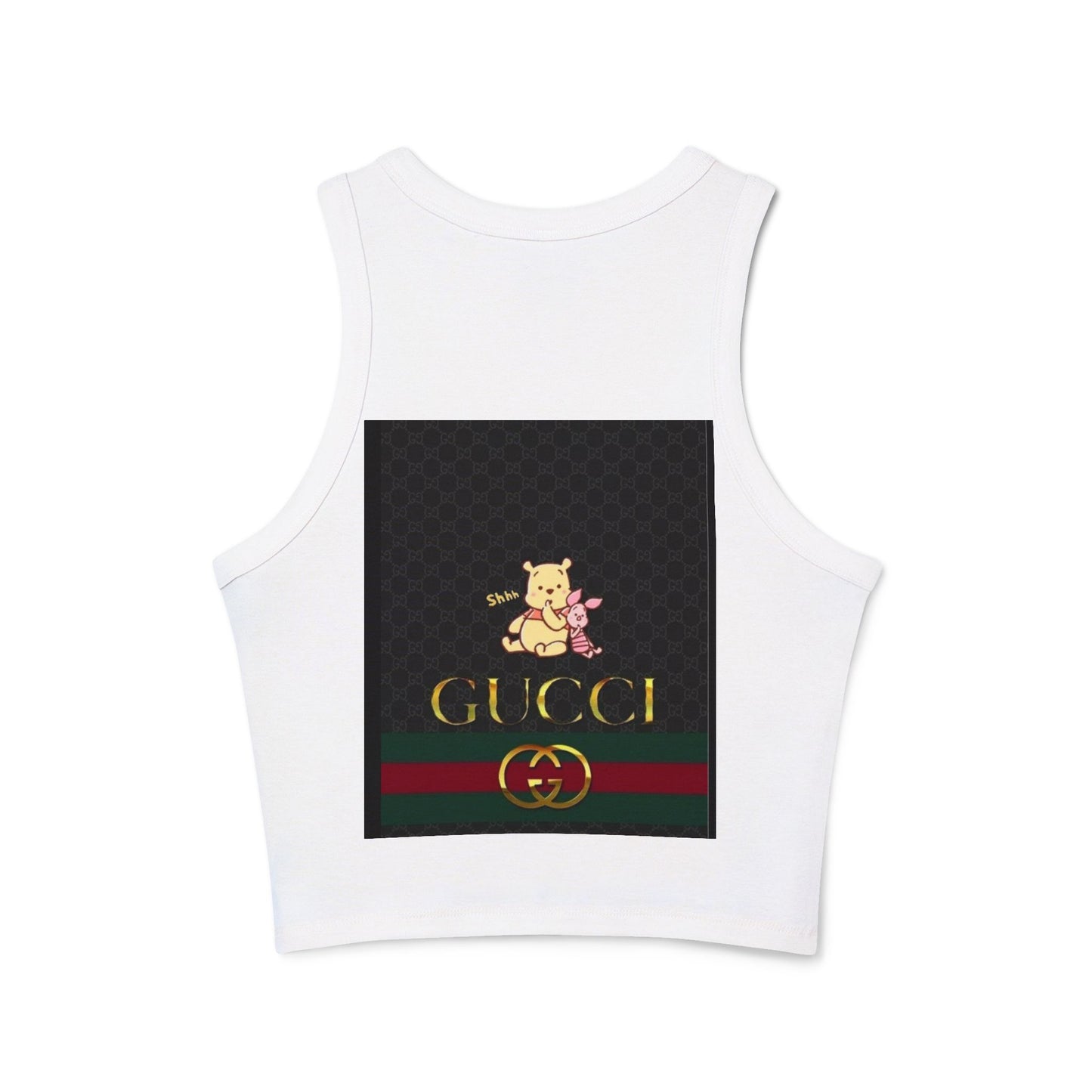 Stylish Women's Micro Rib Racer Tank Top with Gucci-Inspired Design