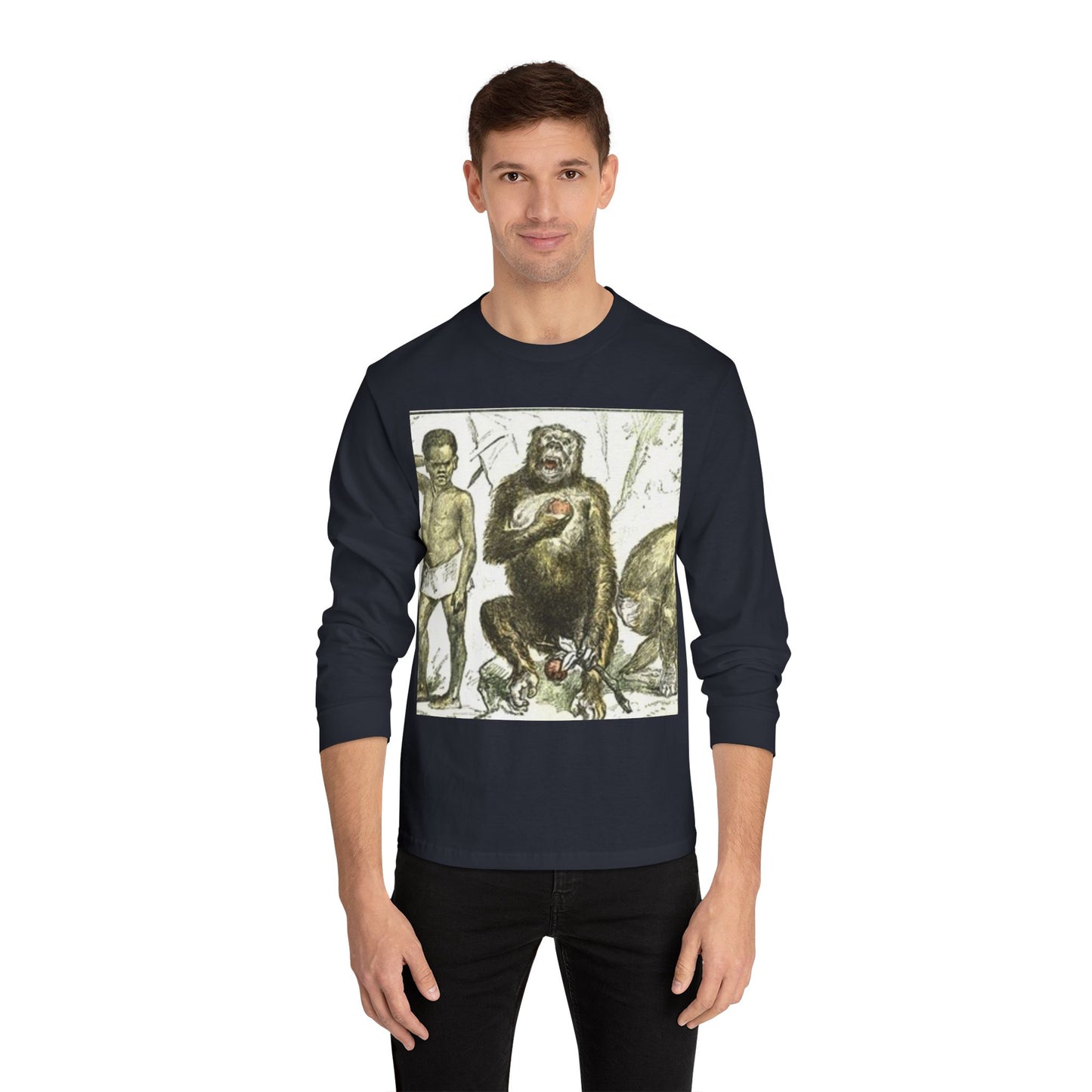 Artistic Long Sleeve T-Shirt - Unique Vintage Animal Illustration