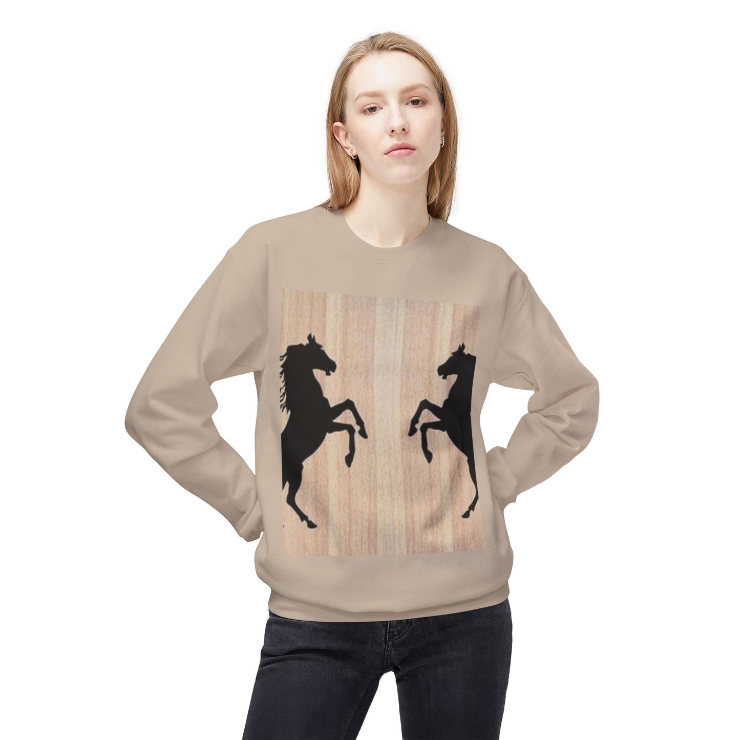 Equestrian Silhouette Fleece Sweatshirt - Perfect for Horse Lovers