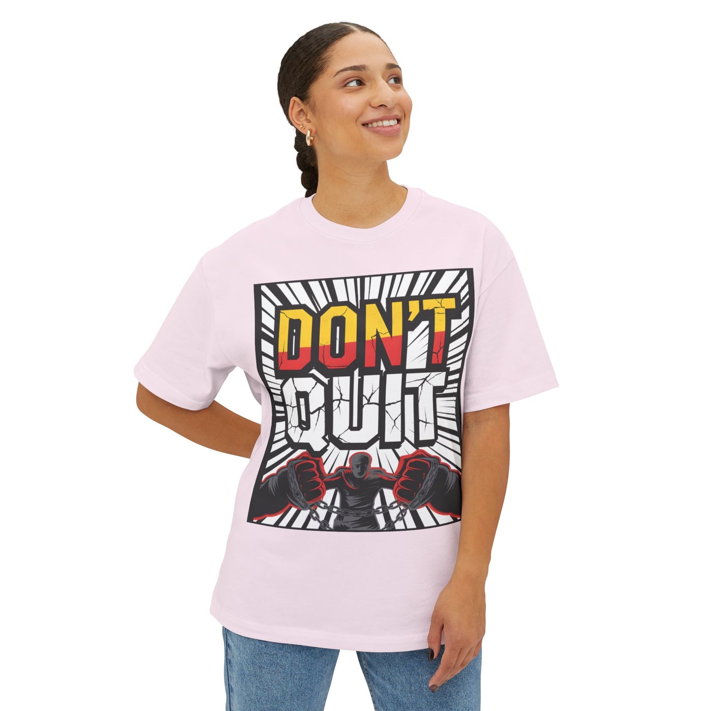 Motivational Oversized Tee - Don't Quit Graphic