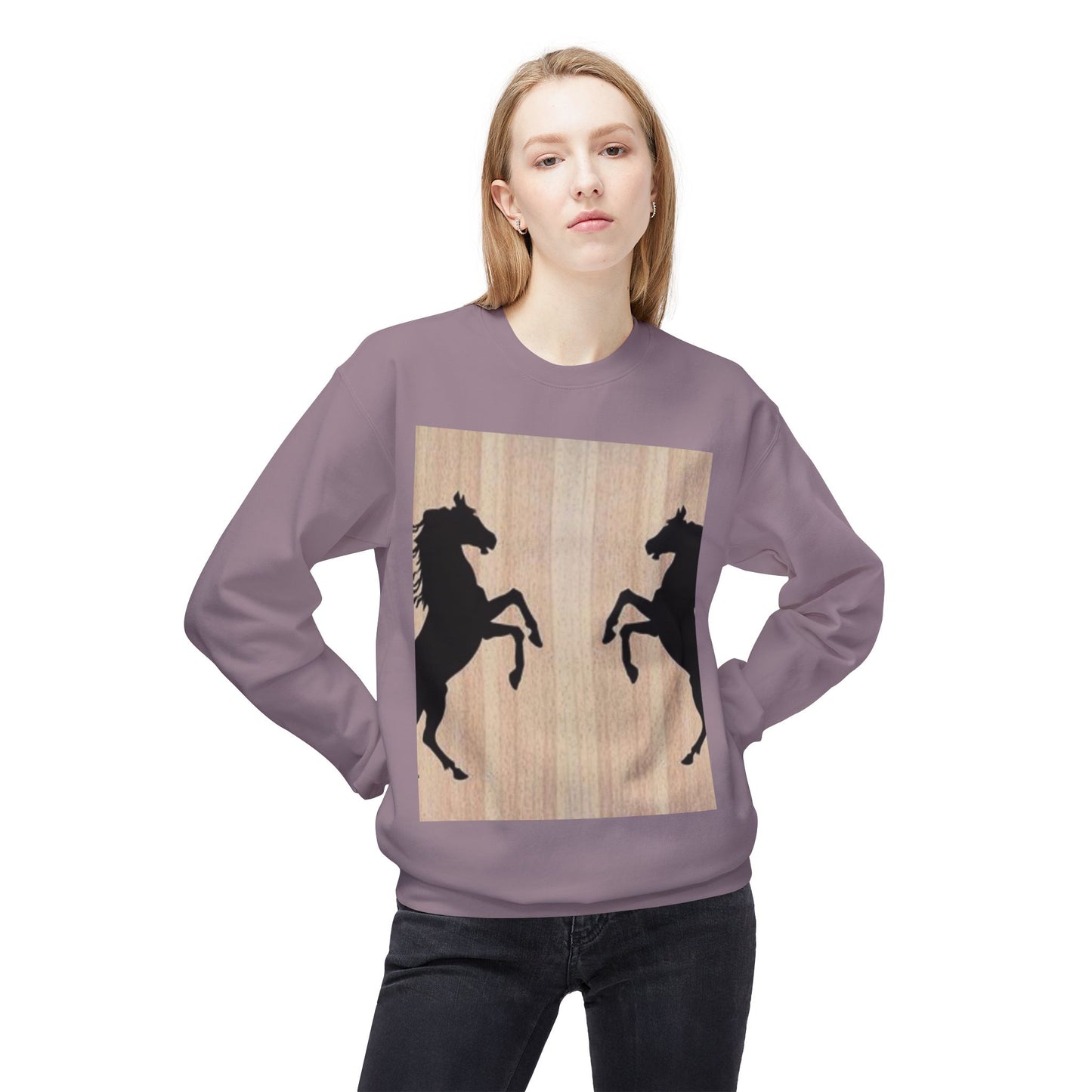 Equestrian Silhouette Fleece Sweatshirt - Perfect for Horse Lovers