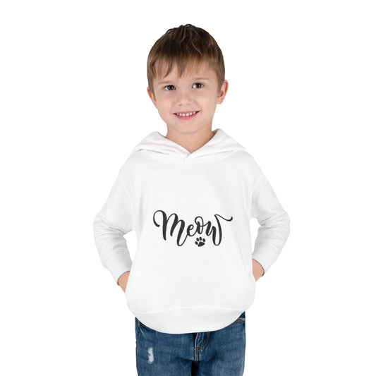 Cute Toddler Pullover Fleece Hoodie - 'Meow' Cat Design