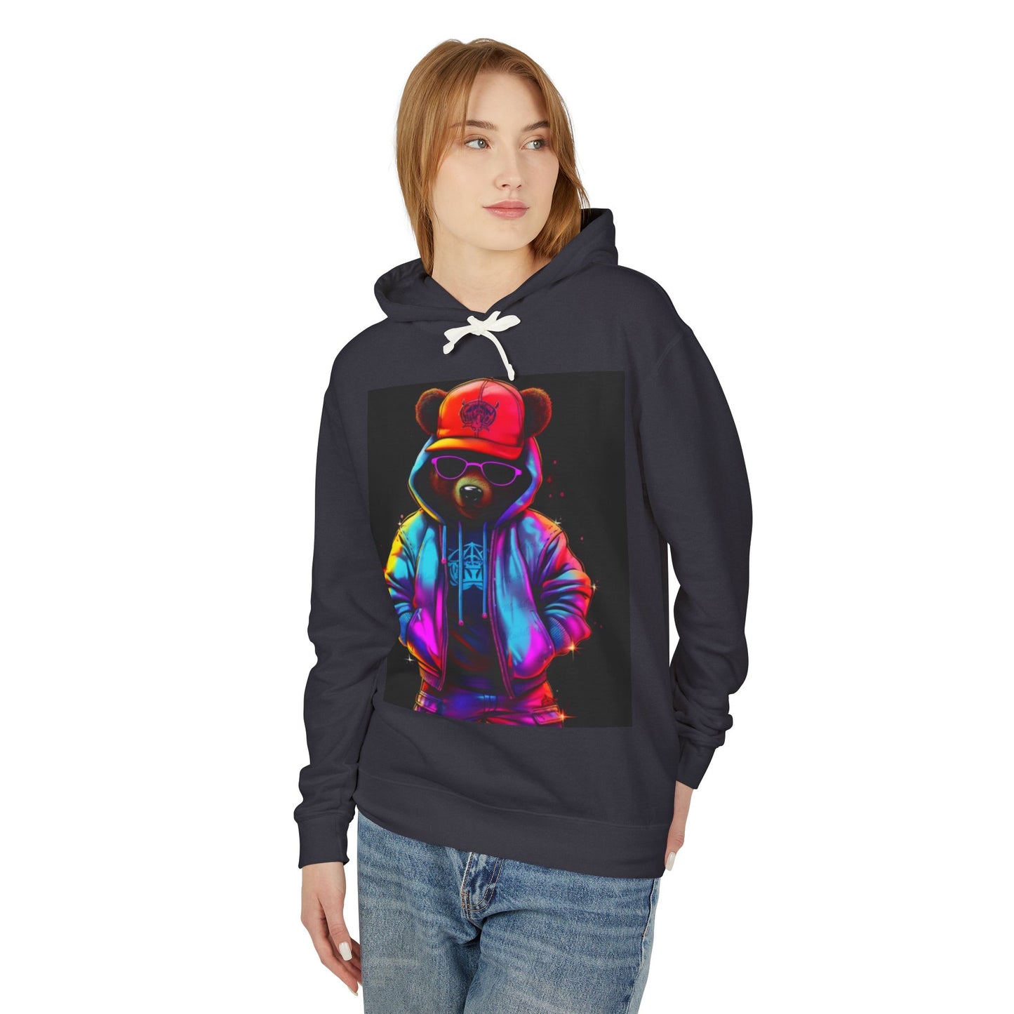 Urban Bear Graphic Hoodie - Unisex Lightweight Sweatshirt