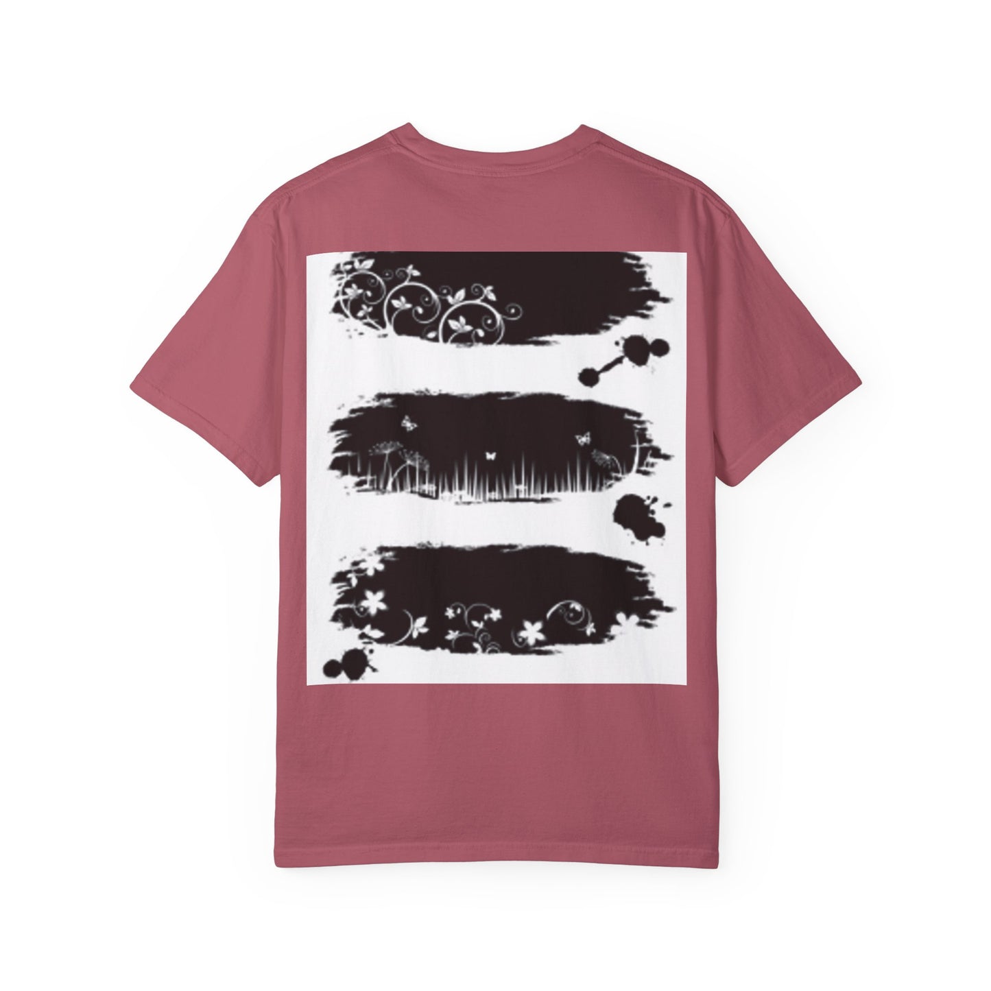 Artistic Unisex Garment-Dyed T-Shirt with Floral Design