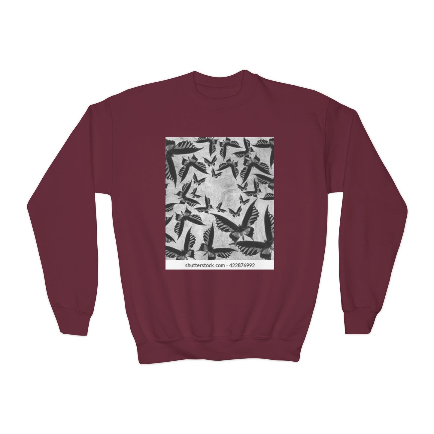 Youth Crewneck Sweatshirt - Stylish Black & White Bird Design