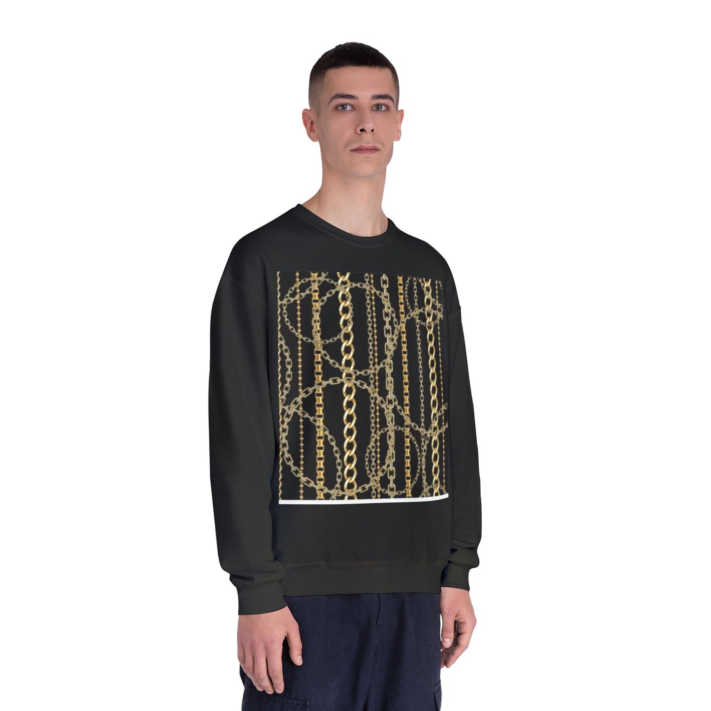 Chic Chain Pattern Unisex Crewneck Sweatshirt - Fashionable & Comfortable