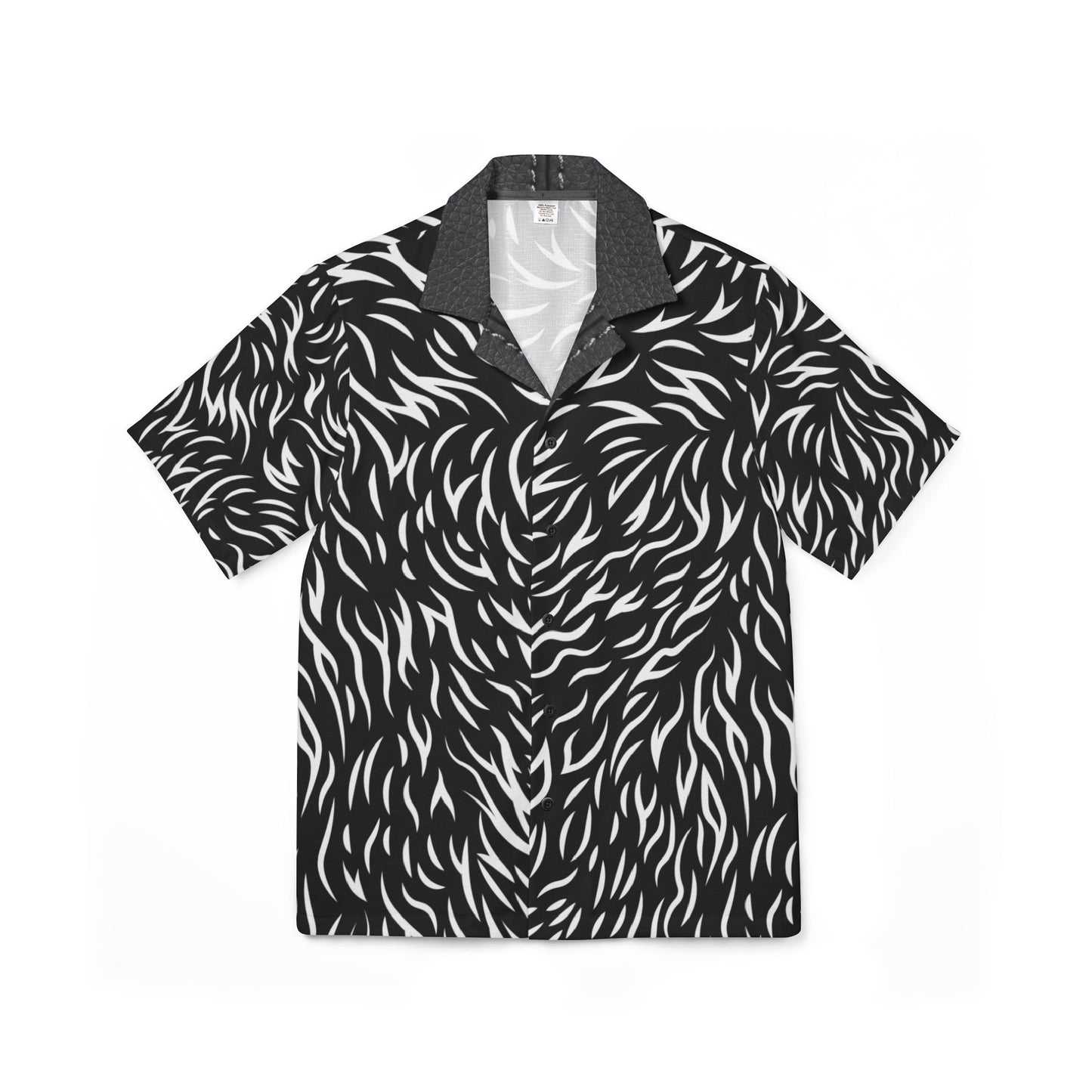 Stylish Men's Hawaiian Camp Shirt - Black Wave Design