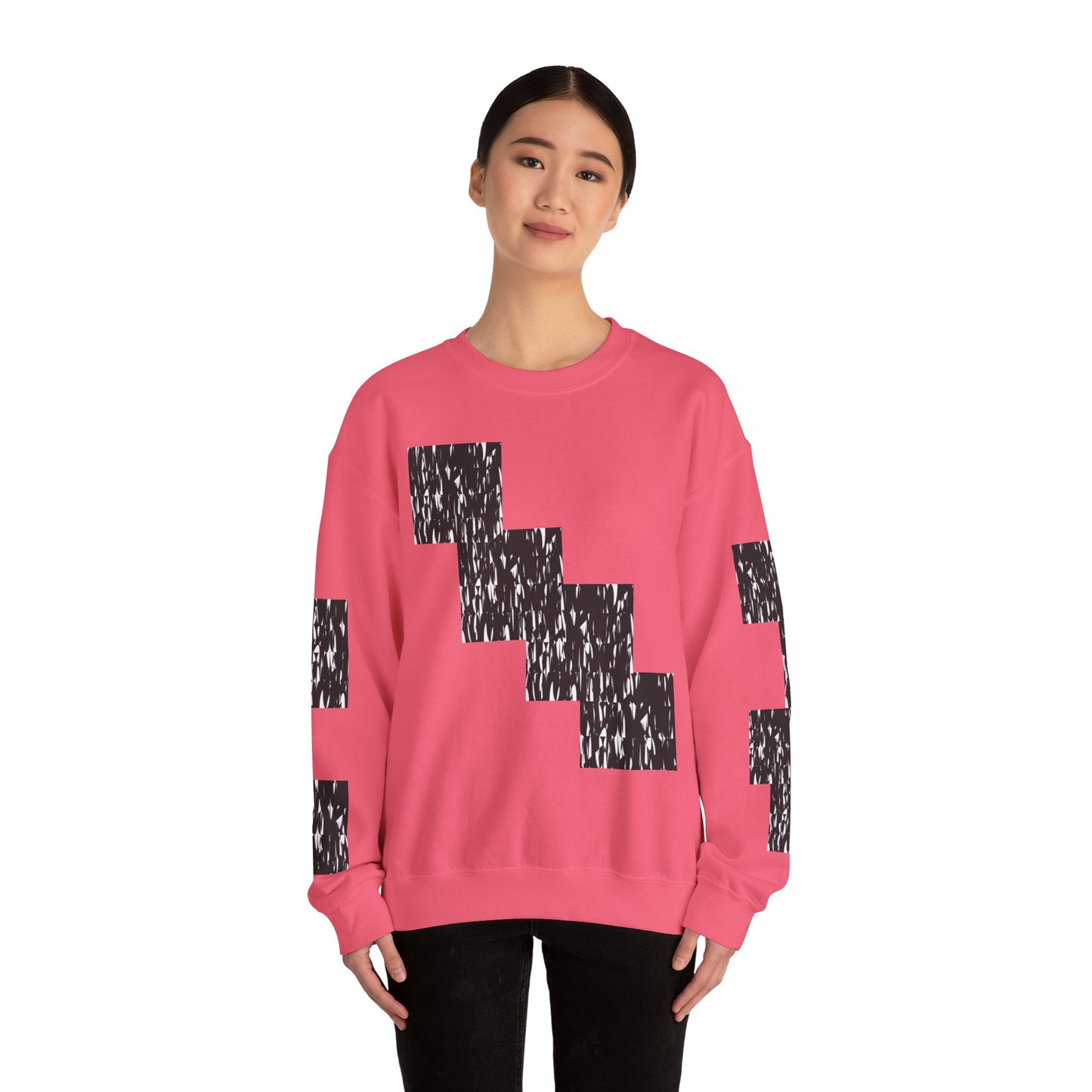 Trendy Graphic Crewneck Sweatshirt | Modern Abstract Black & White Design